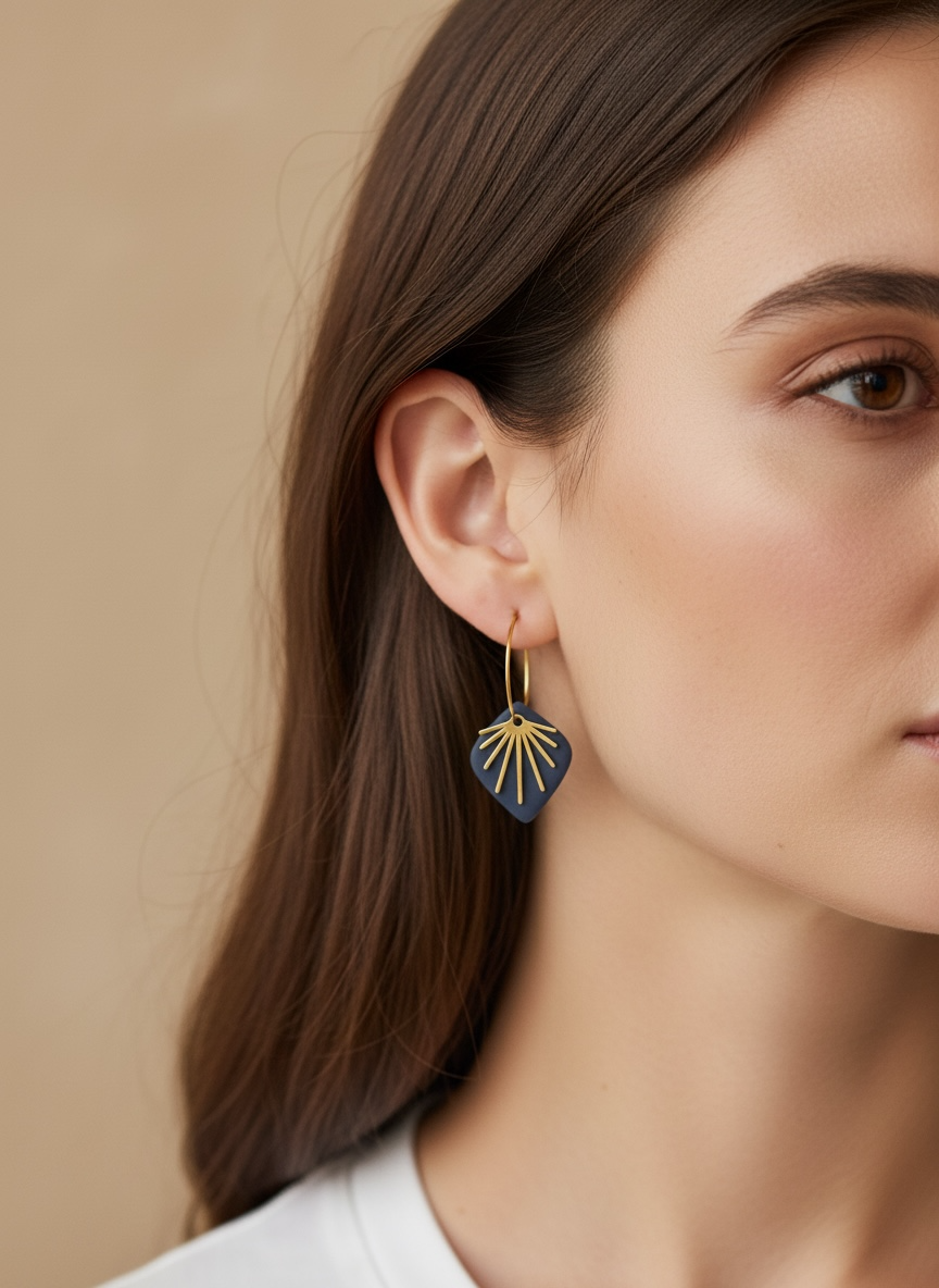 Clay Fringe Hoop Earrings
