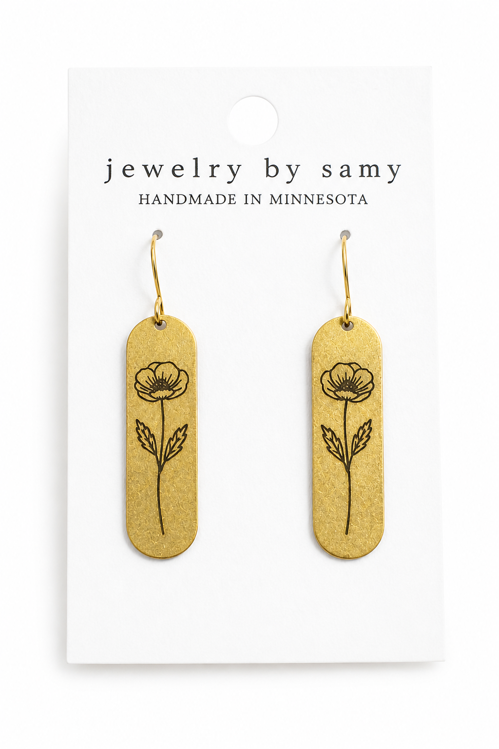 Engraved Poppy Earrings -Minimal Floral Jewelry, Best Seller