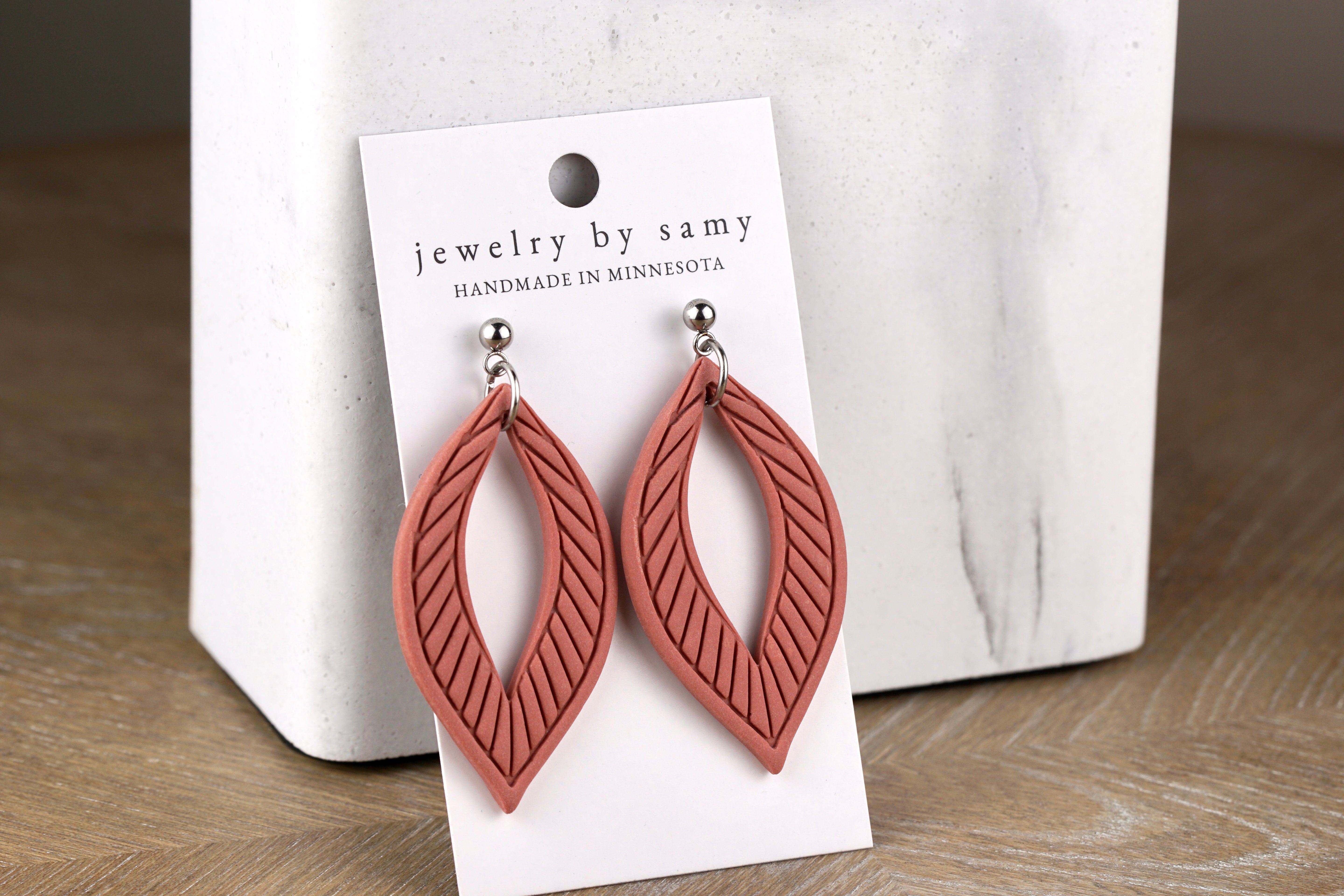 Clay Leaf Design Earrings