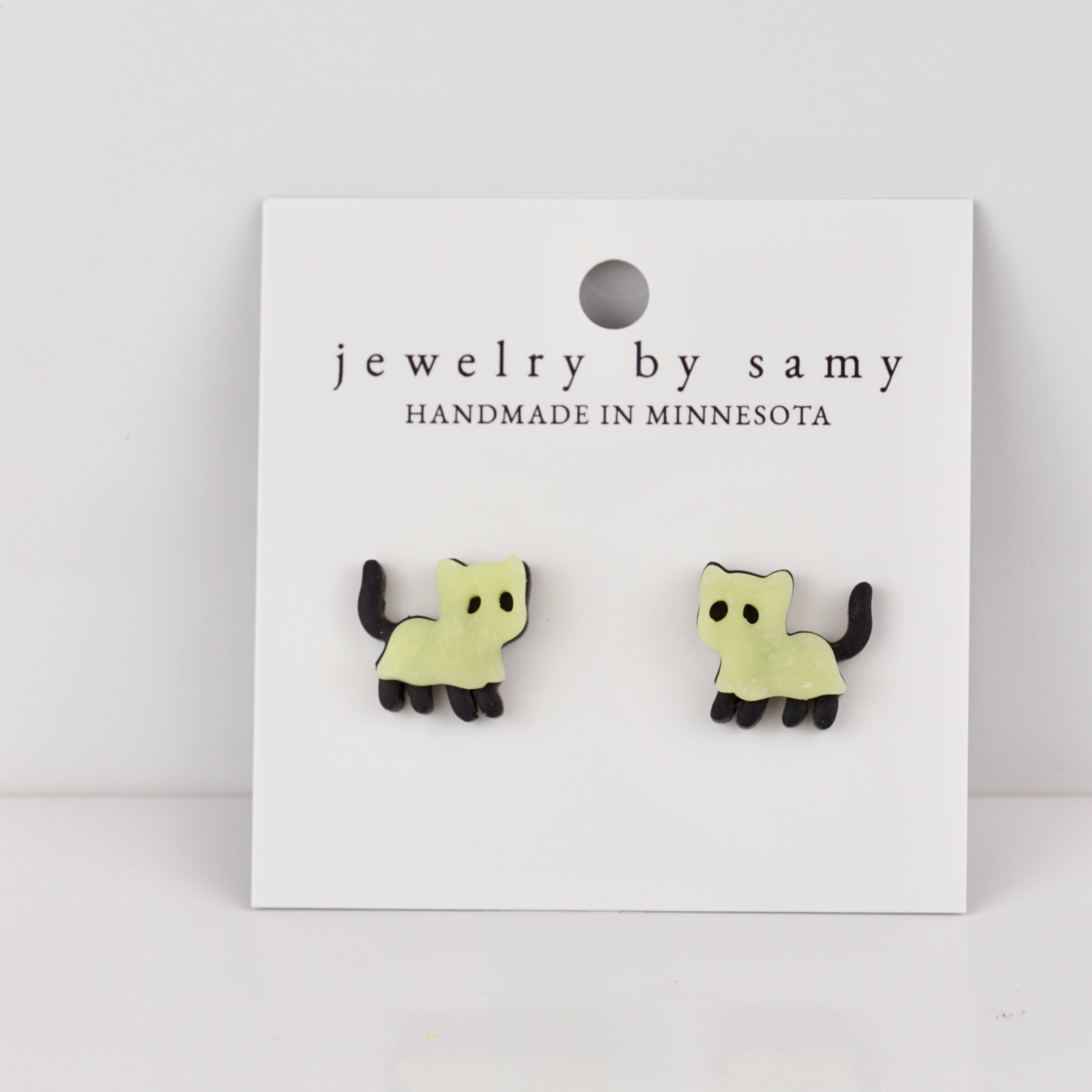 Spooky Ghost Kitty Stud Earrings