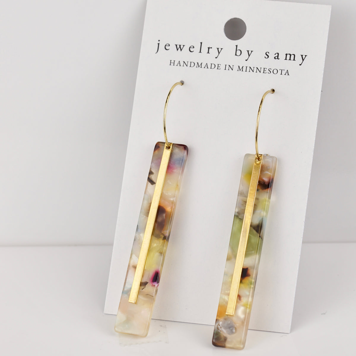 Marbled Acrylic Bar Hoop Earrings