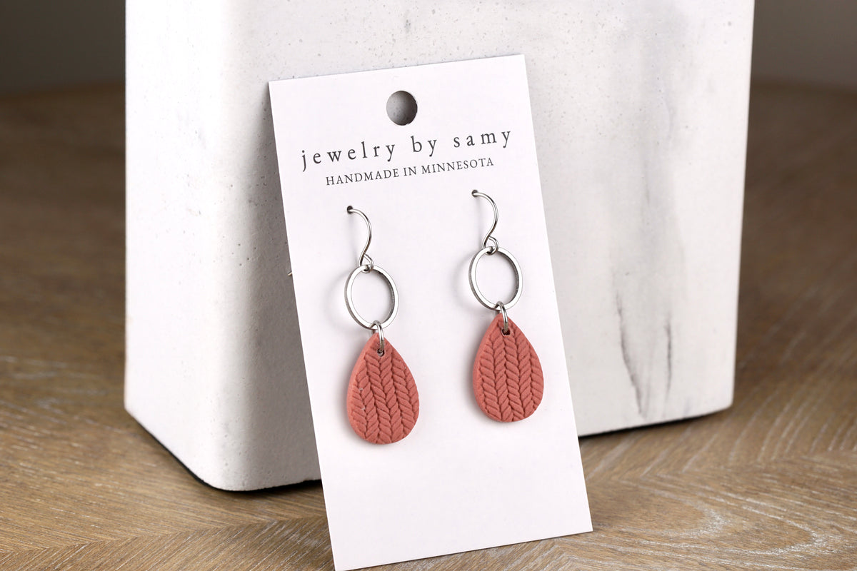 Clay Textured Teardrop Earrings