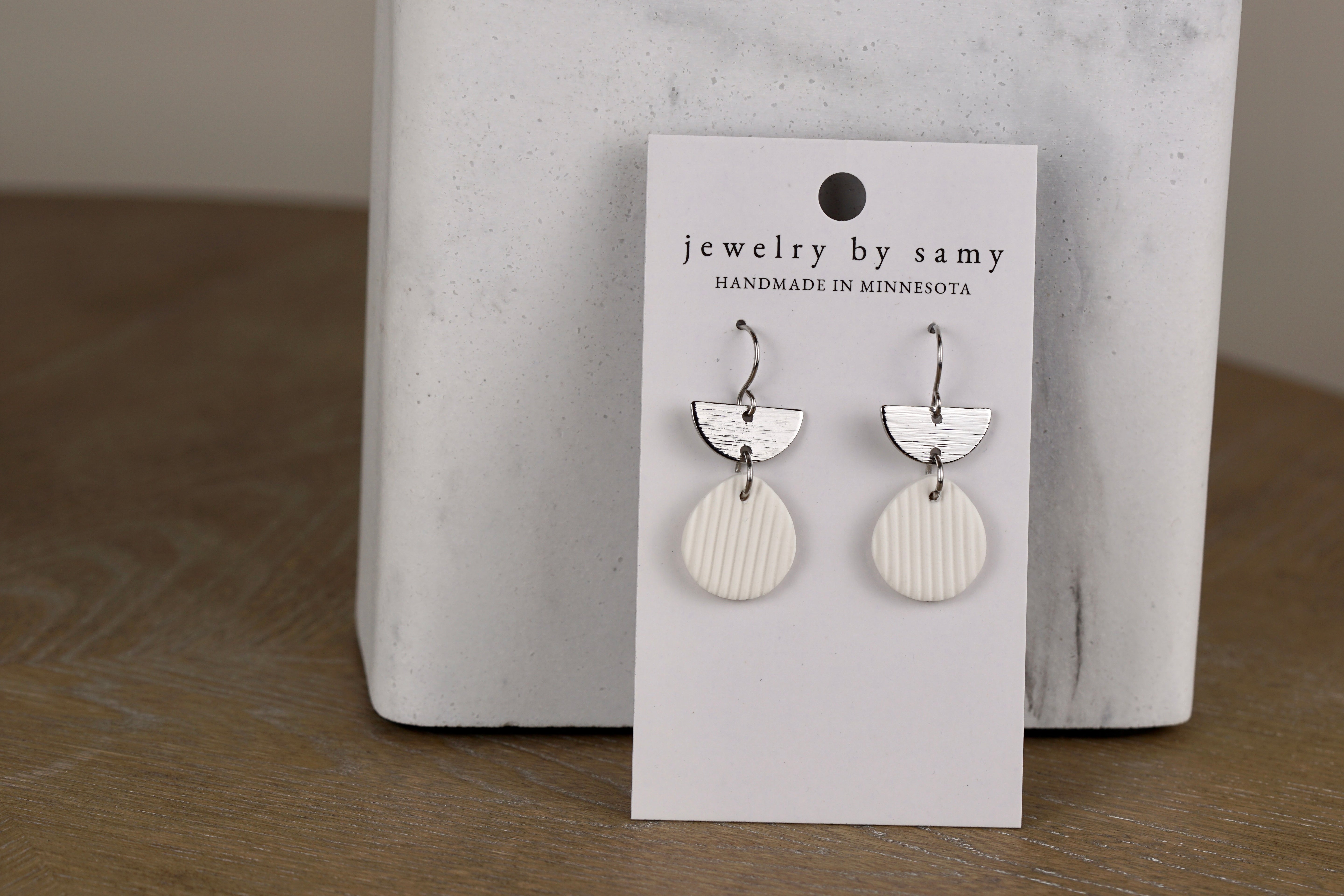 Striped Clay Teardrop Earrings