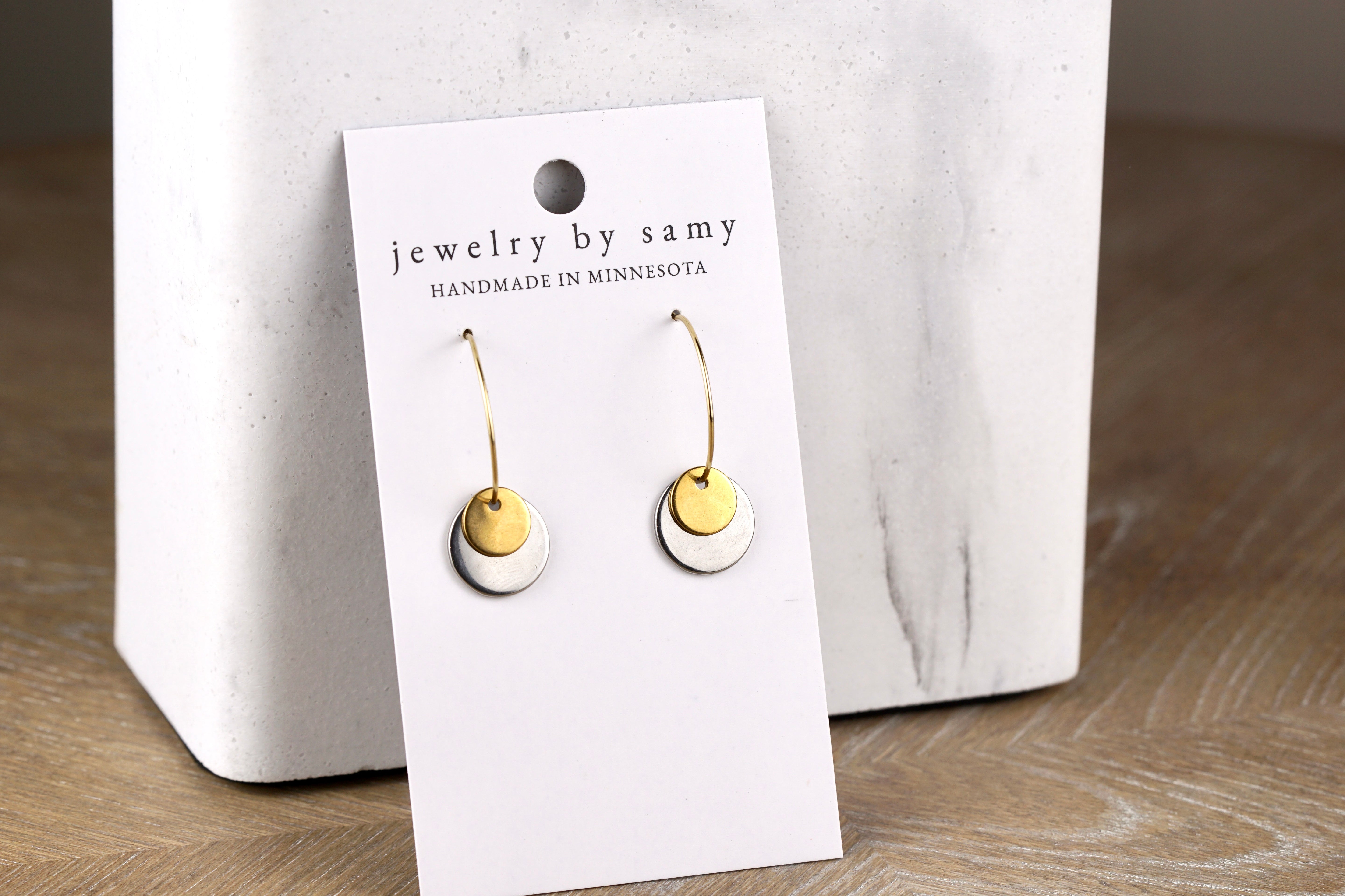 Mixed Metal Dot Hoop Earrings