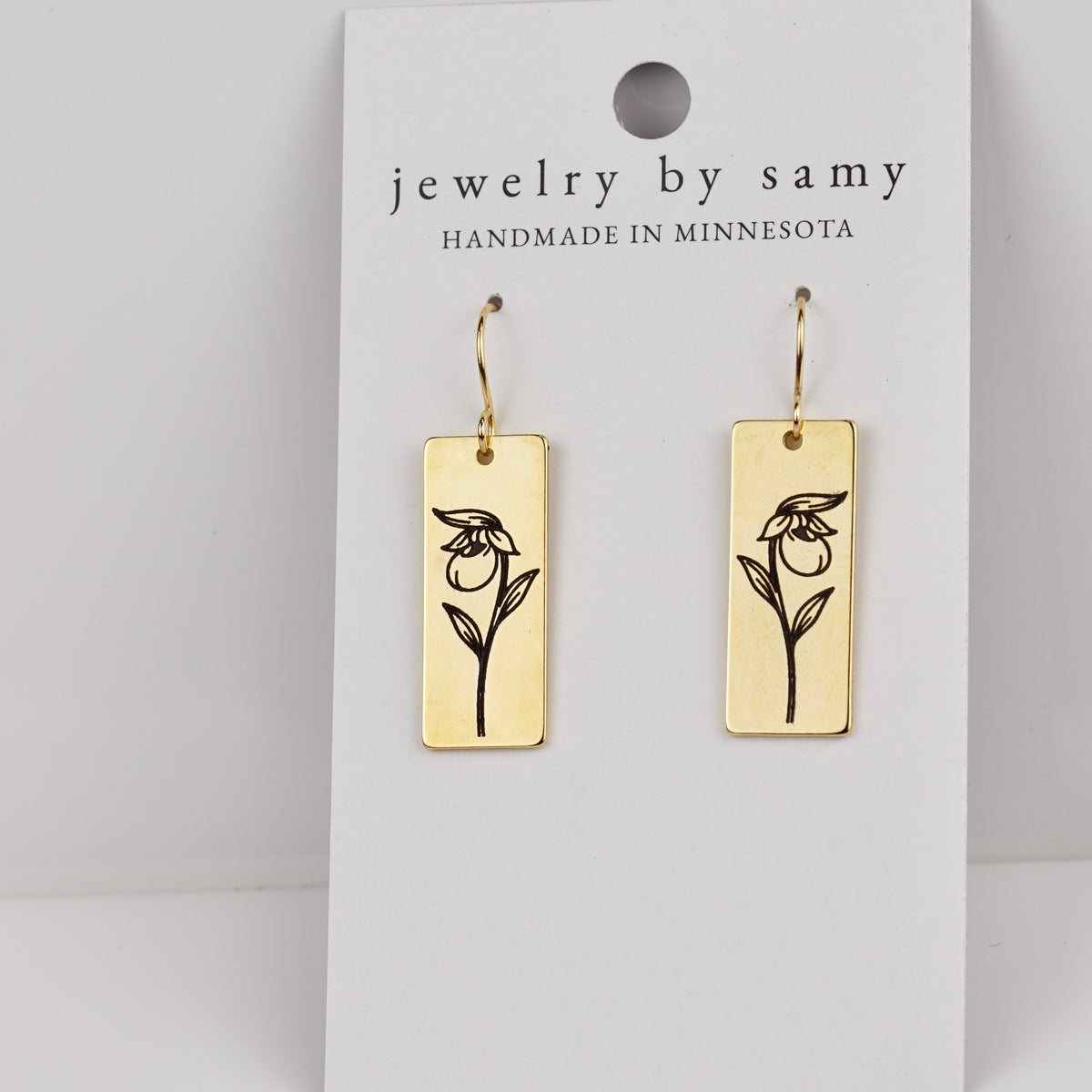 Engraved Lady Slipper Earrings