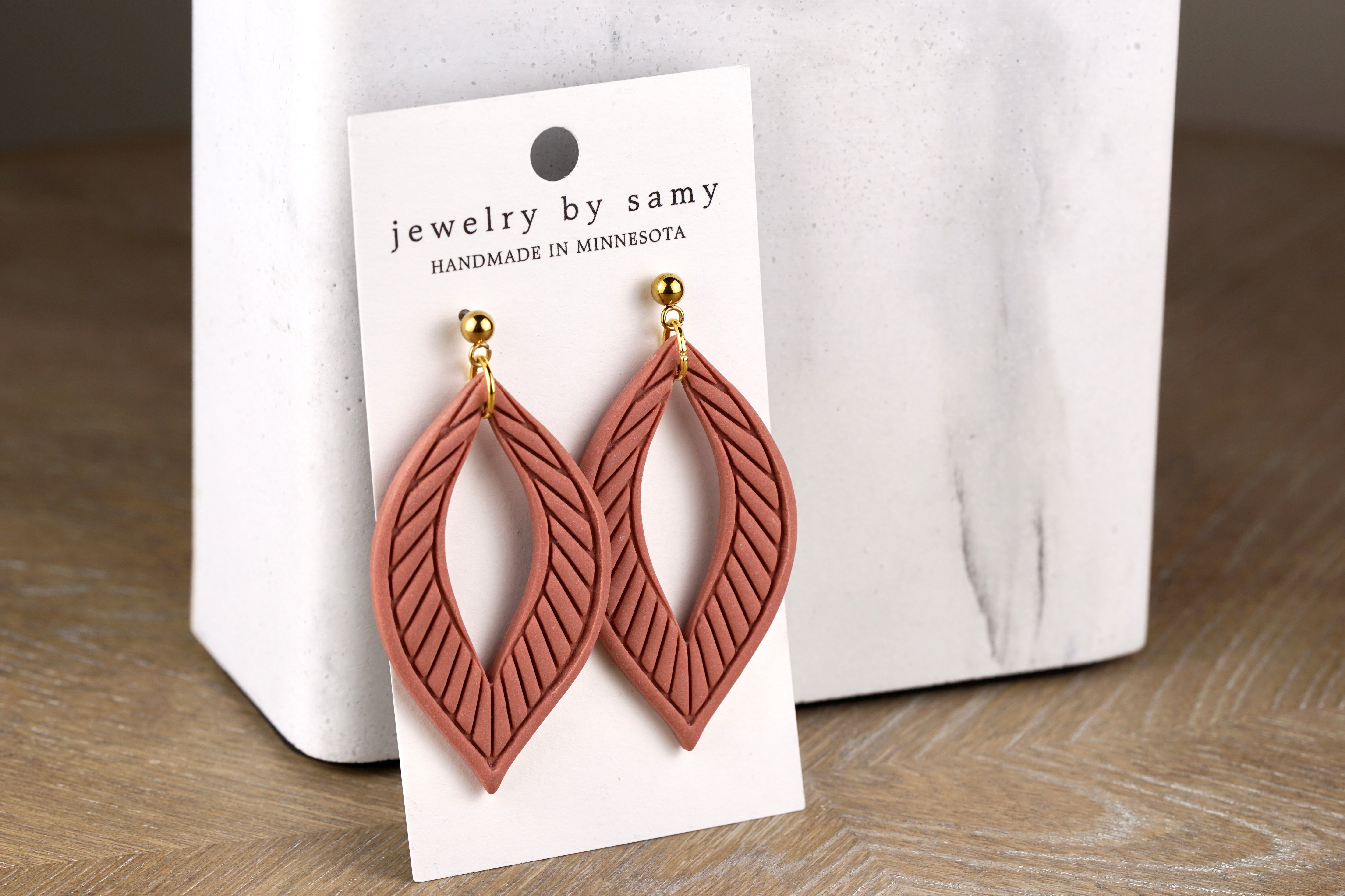 Clay Leaf Design Earrings