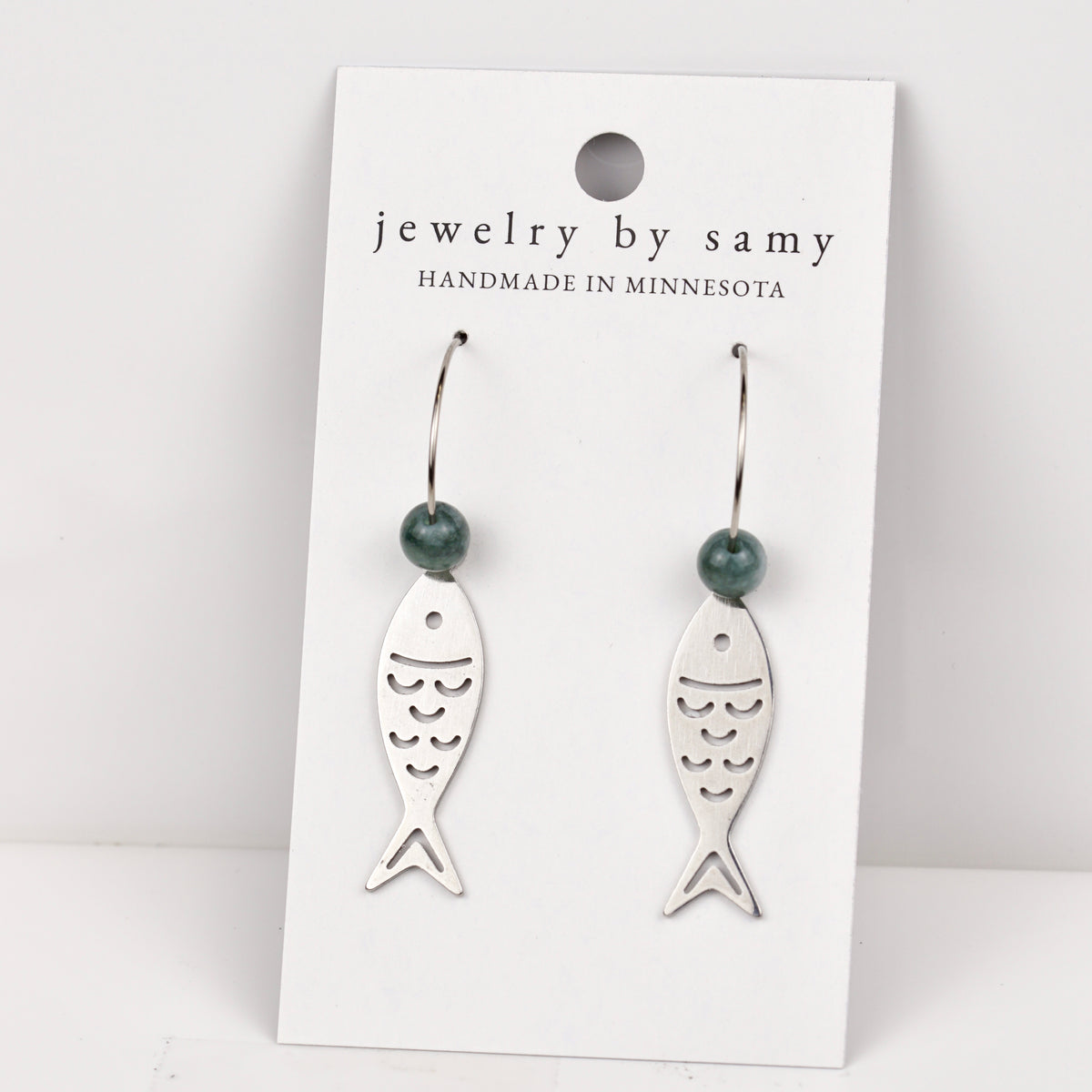 Gold Beaded Fish Hoop Earrings