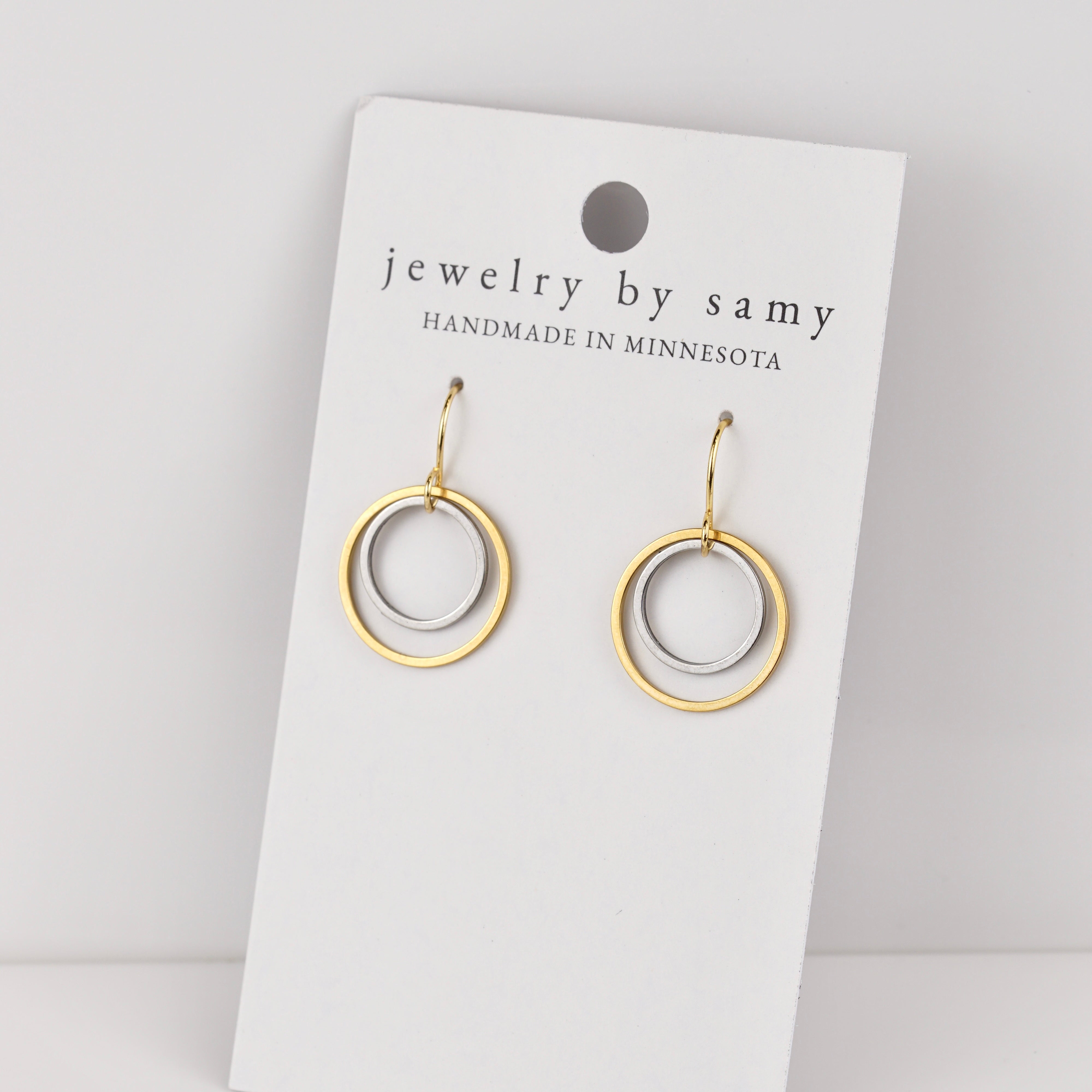 Mixed Metal Circle Earrings