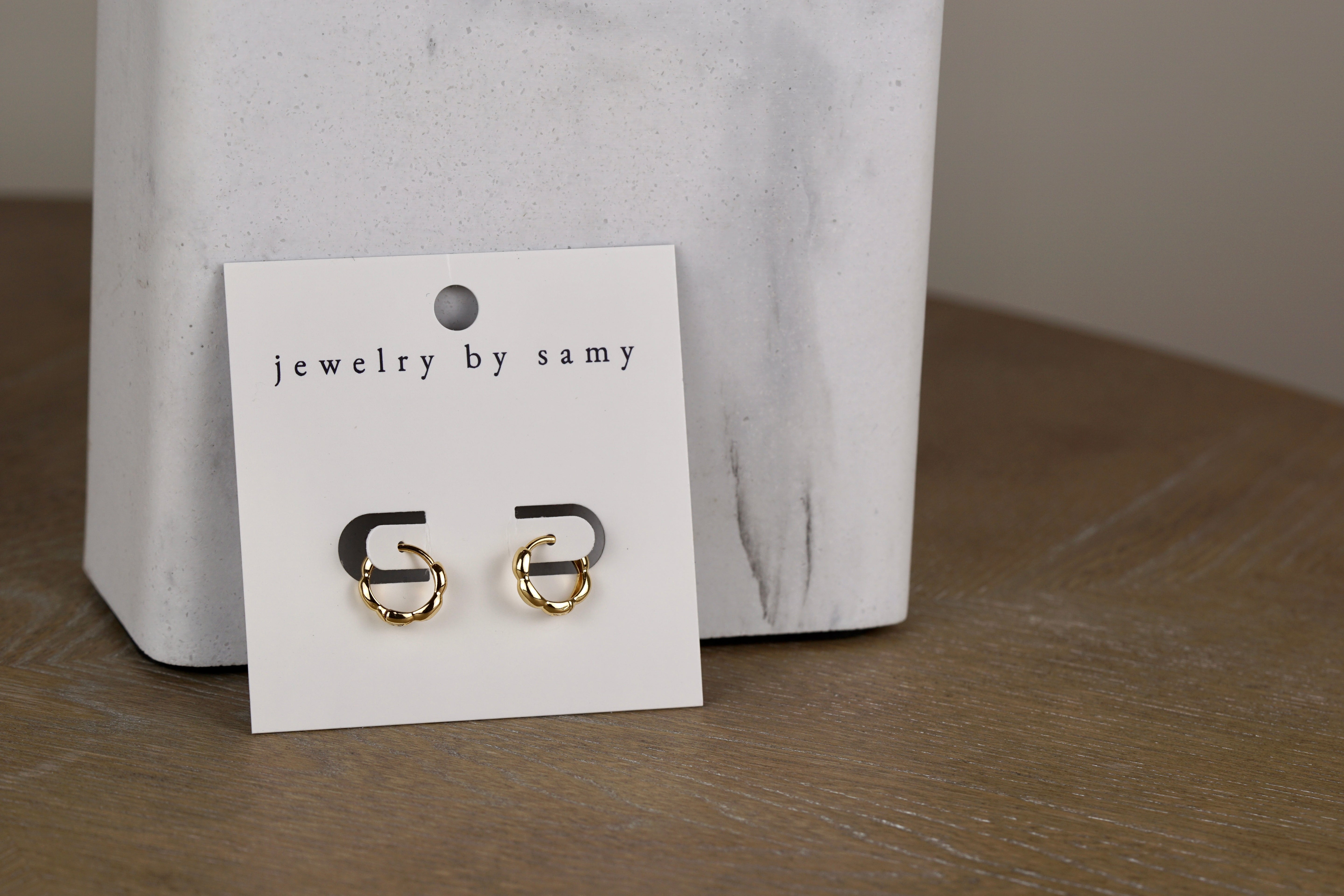Gold Scalloped Huggie Hoops