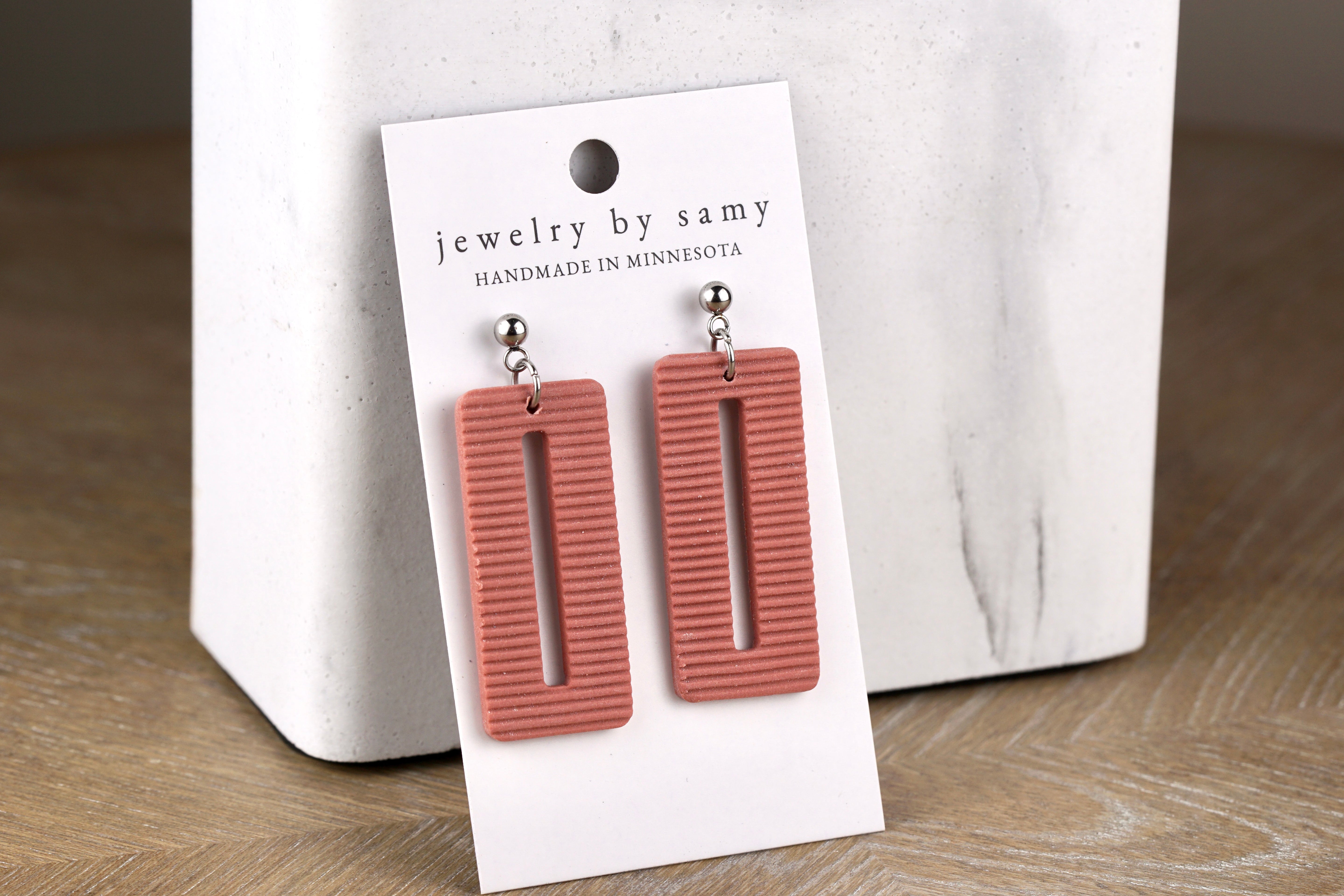 Striped Clay Rectangle Earrings