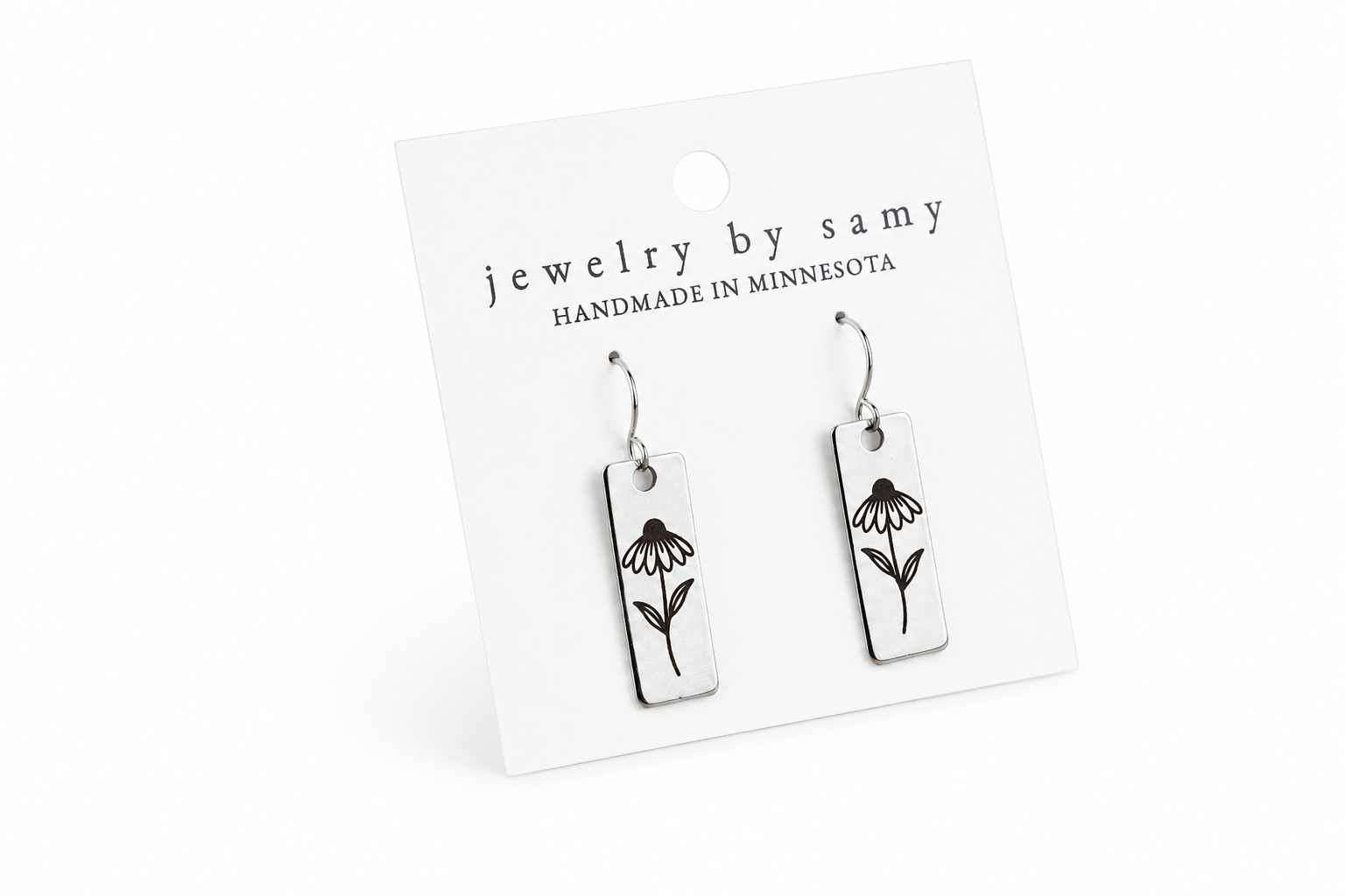 Engraved Coneflower Earrings