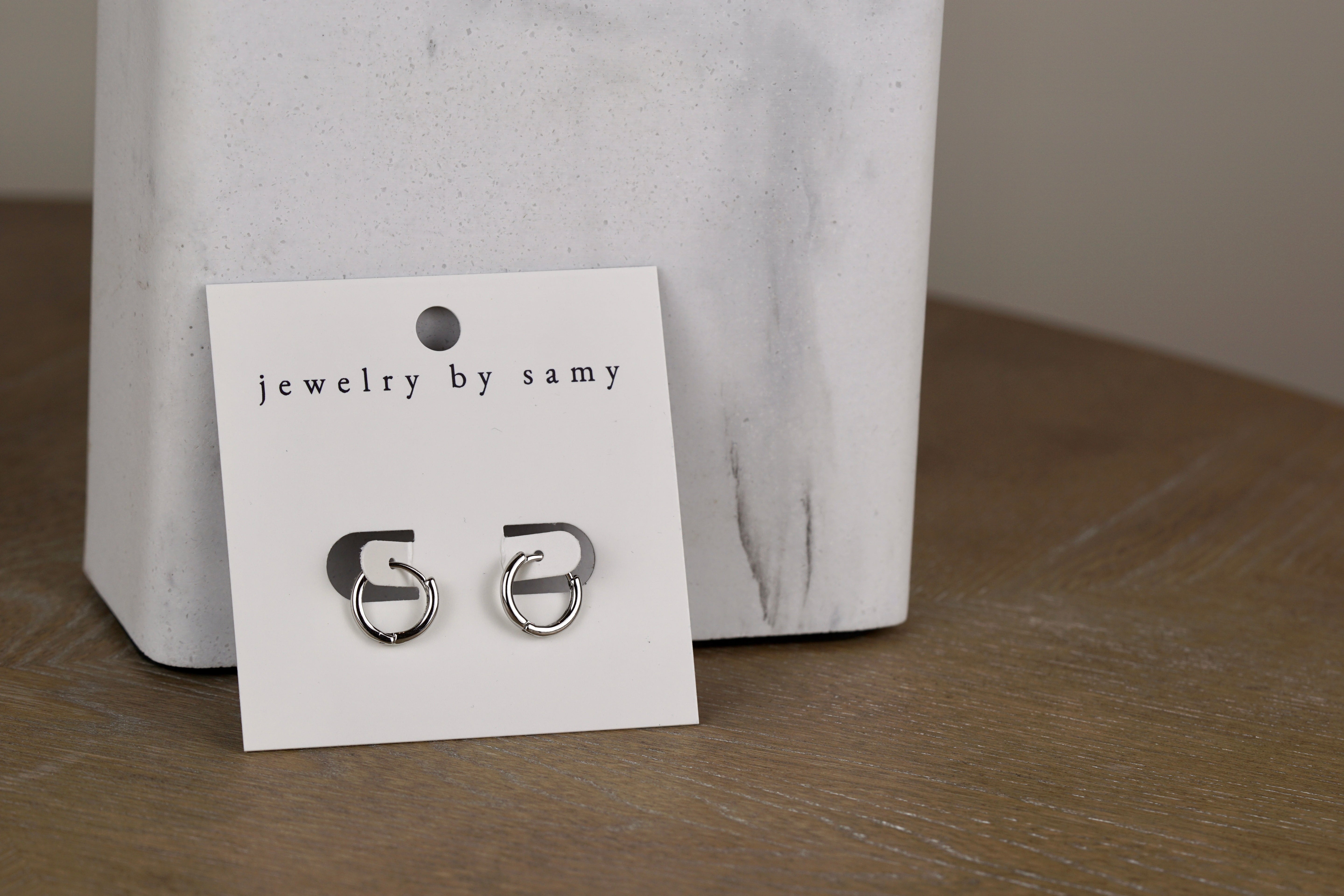 Silver Round Huggie Hoop Earrings