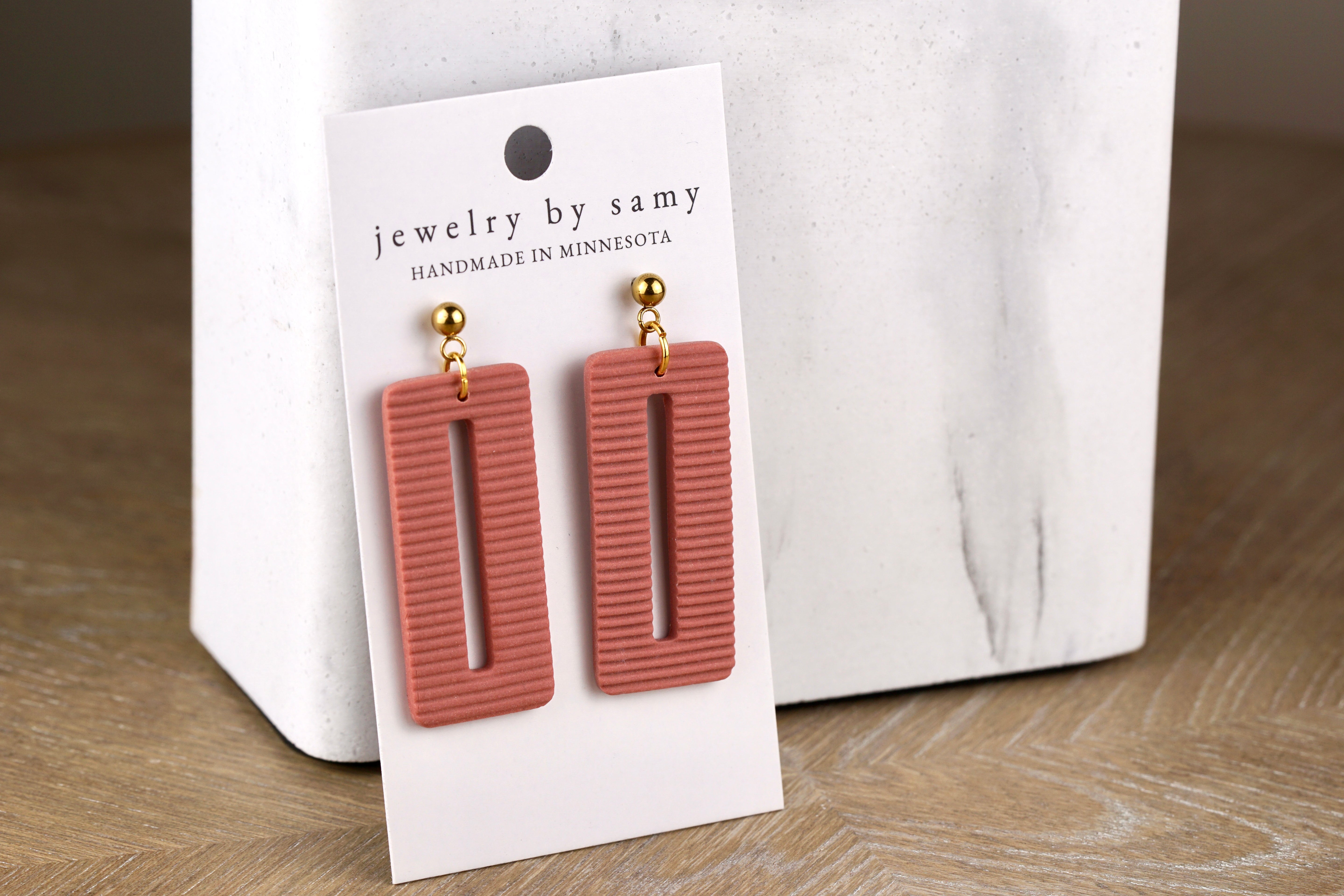 Striped Clay Rectangle Earrings