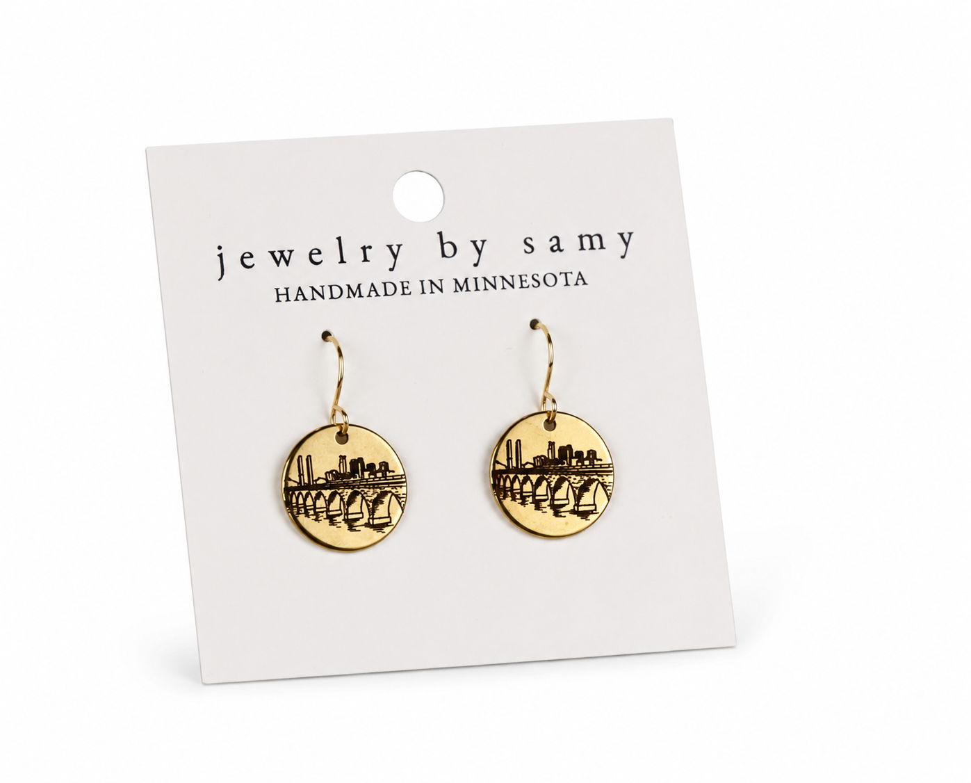 Engraved Stone Arch Bridge Earrings