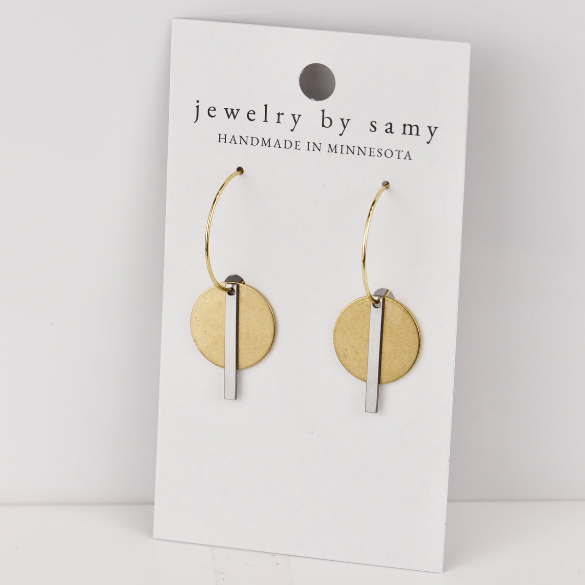 Mixed Metal Circle & Bar Hoop Earrings