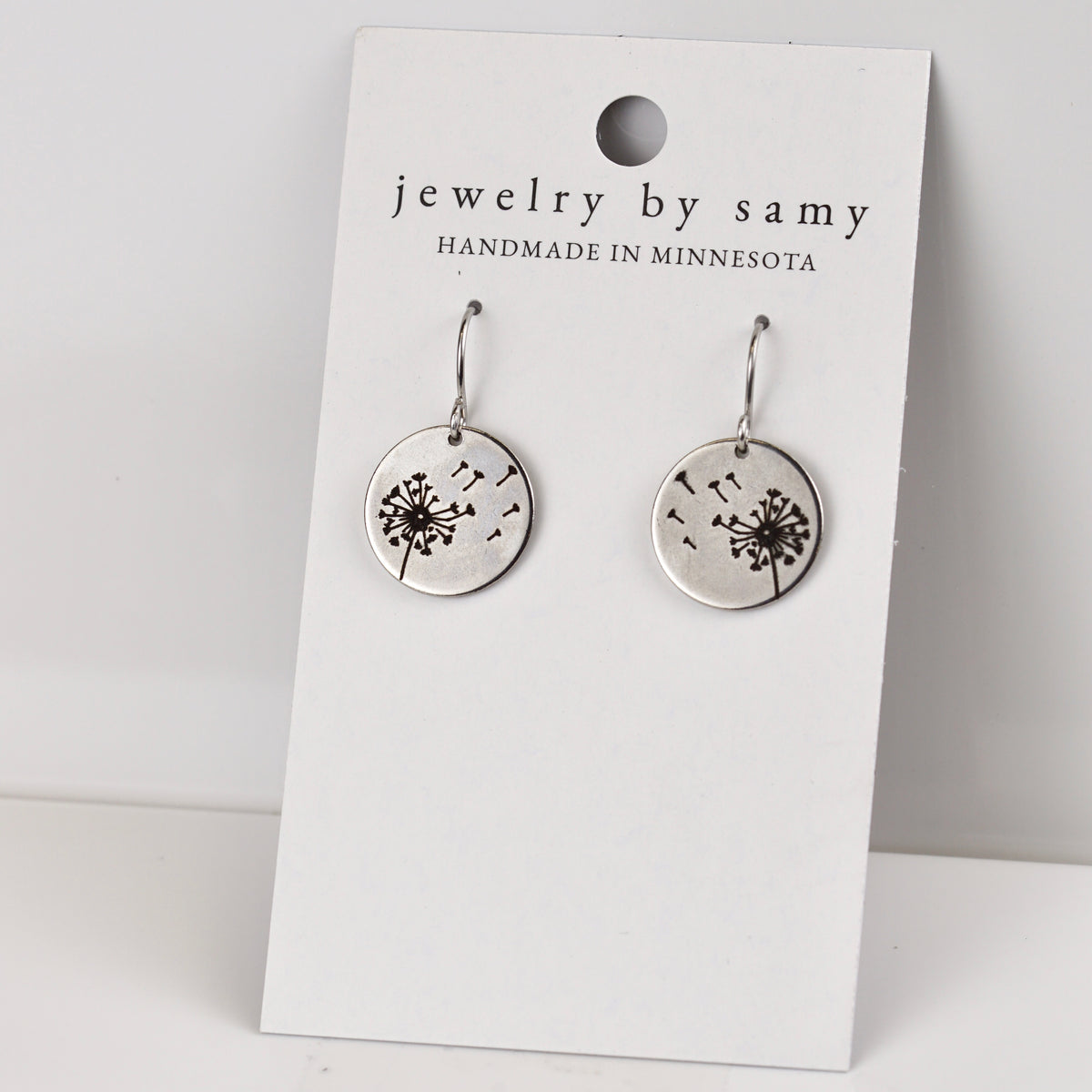 Engraved Dandelion Drop Earrings
