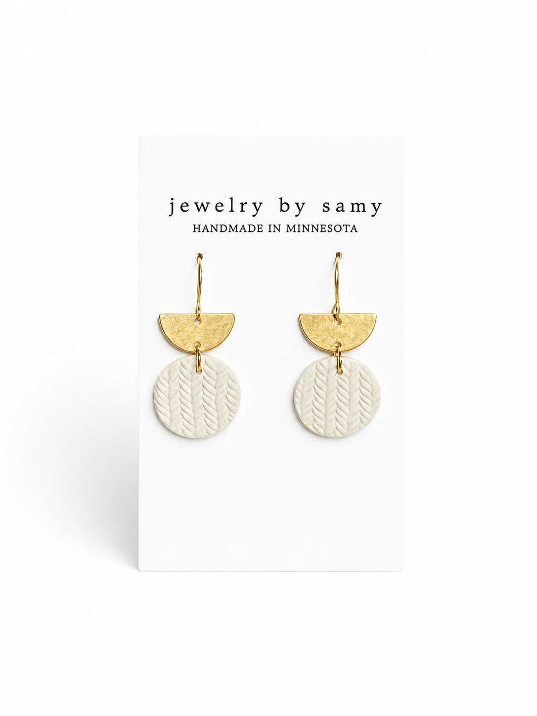Ivory Textured Circle Earrings