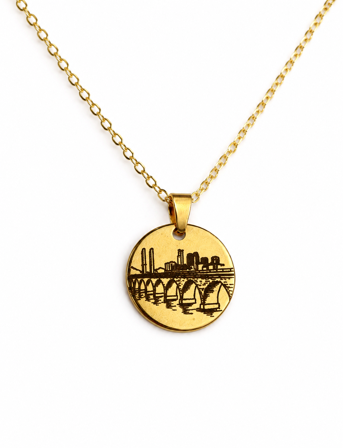 Engraved Stone Arch Bridge Necklace