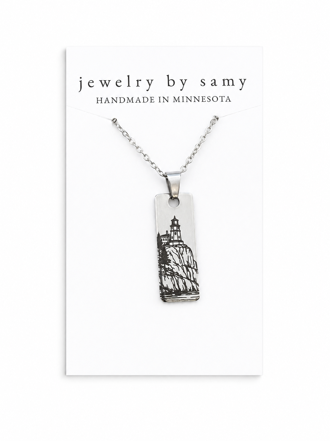Engraved Split Rock Lighthouse Necklace