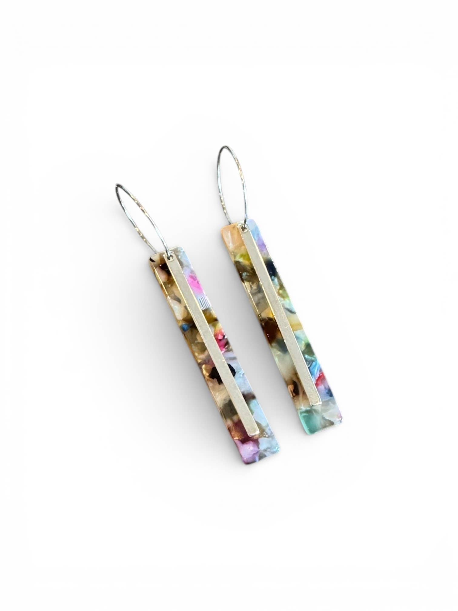 Marbled Acrylic Bar Hoop Earrings