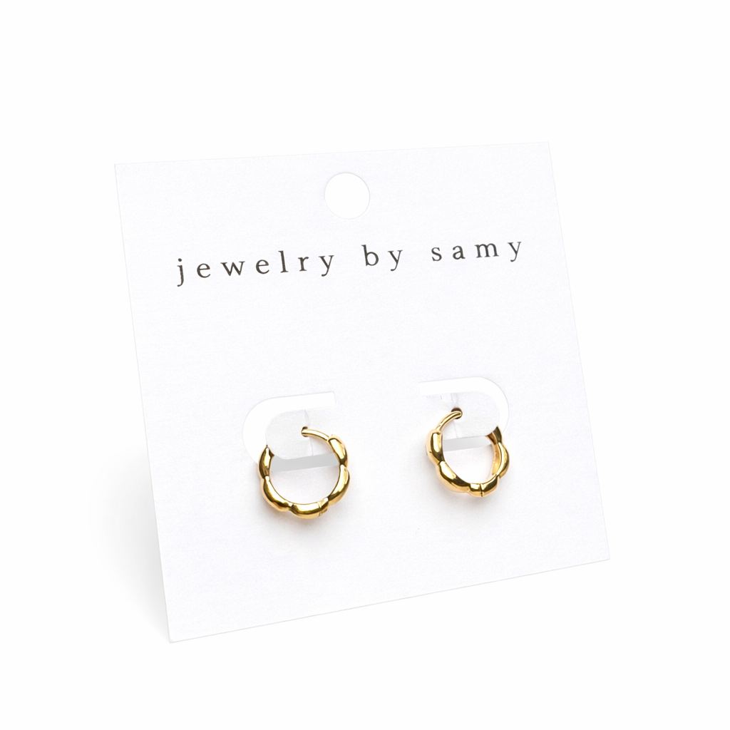 Gold Scalloped Huggie Hoops