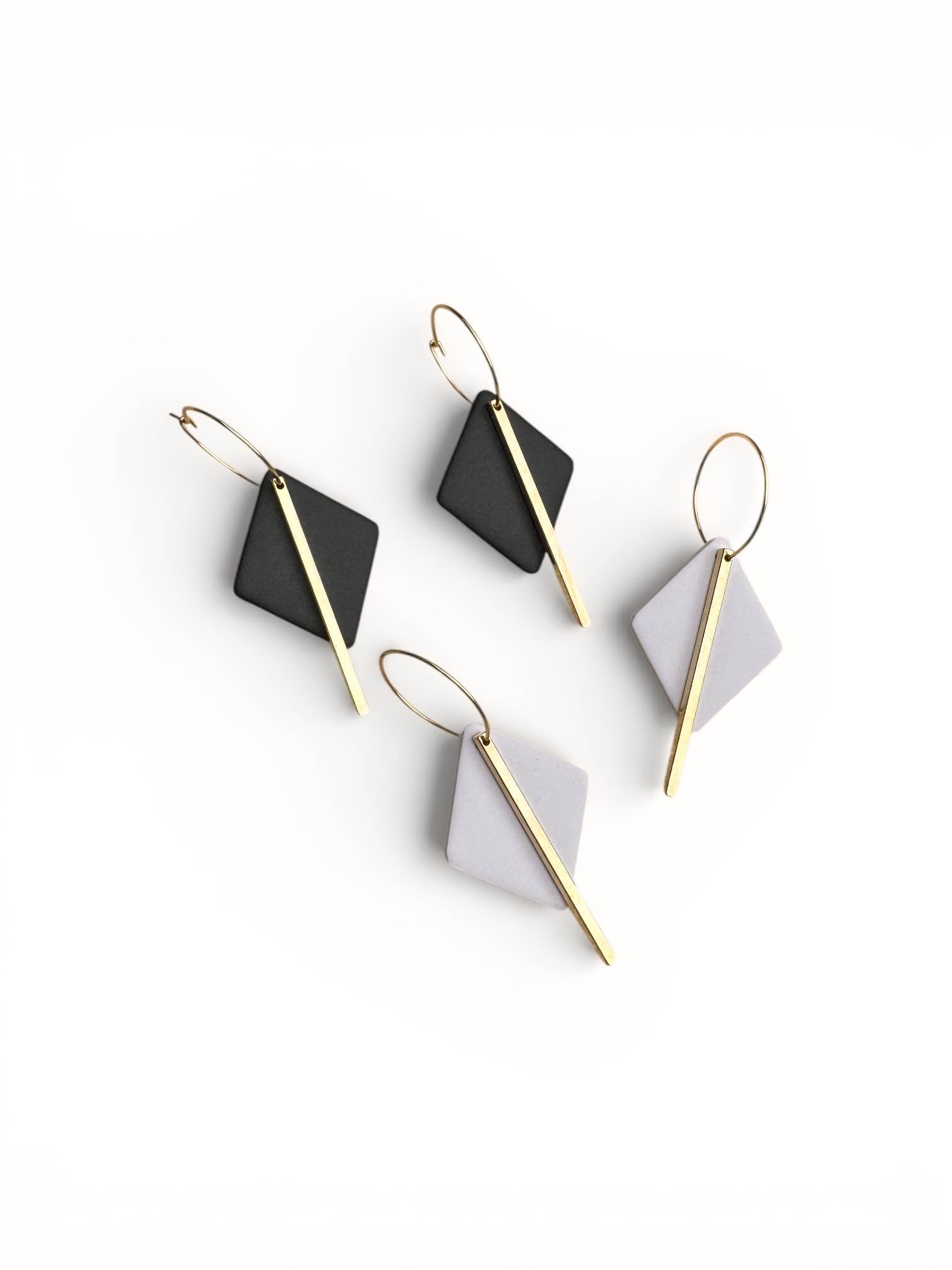 Diamond Clay Gold Bar Earrings – Modern Statement Jewelry
