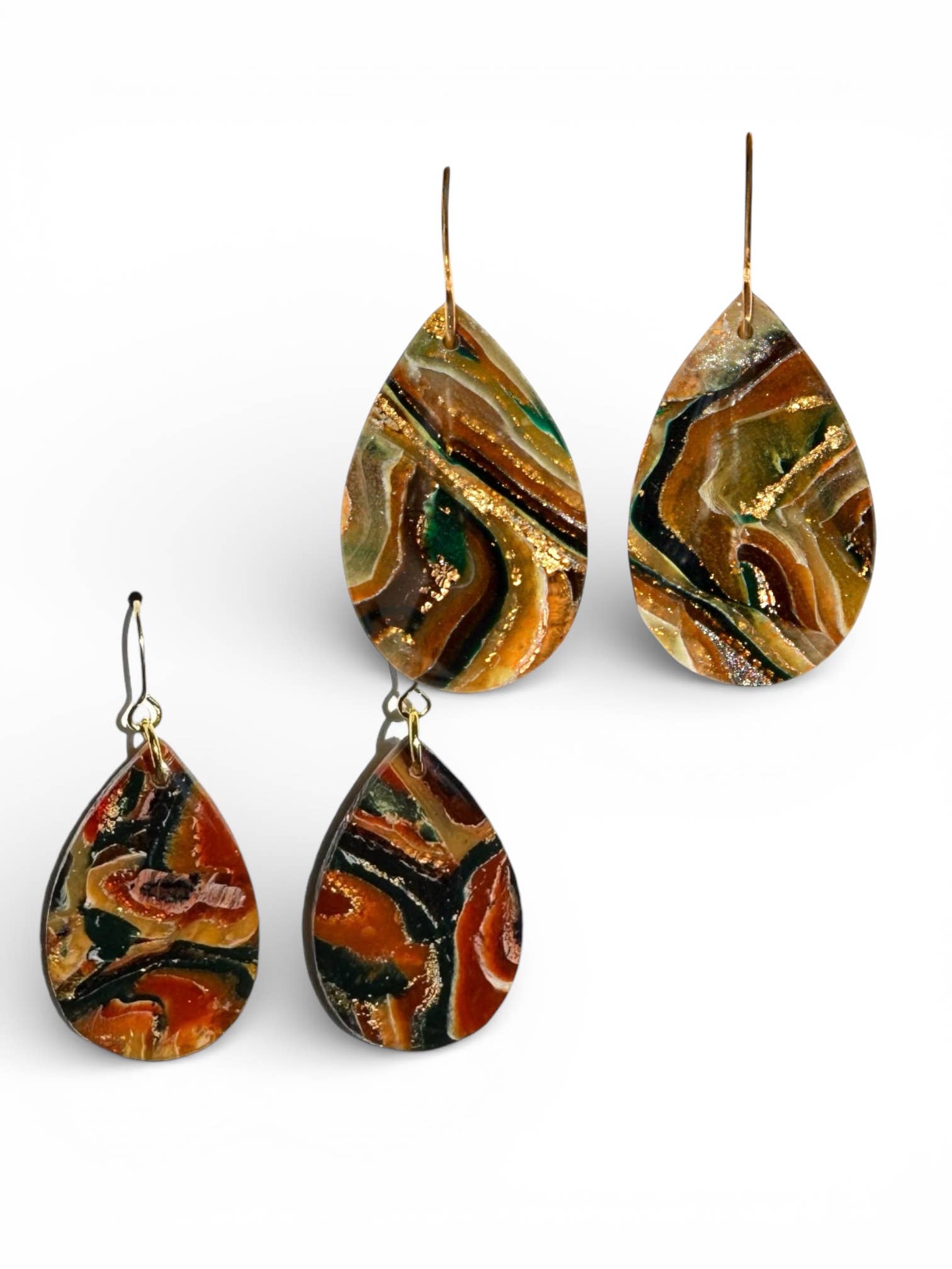 Faux Agate Teardrop Earrings – Clay Resin Statement Jewelry