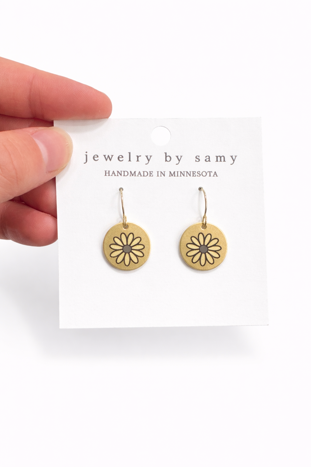 Engraved Daisy Disc Earrings