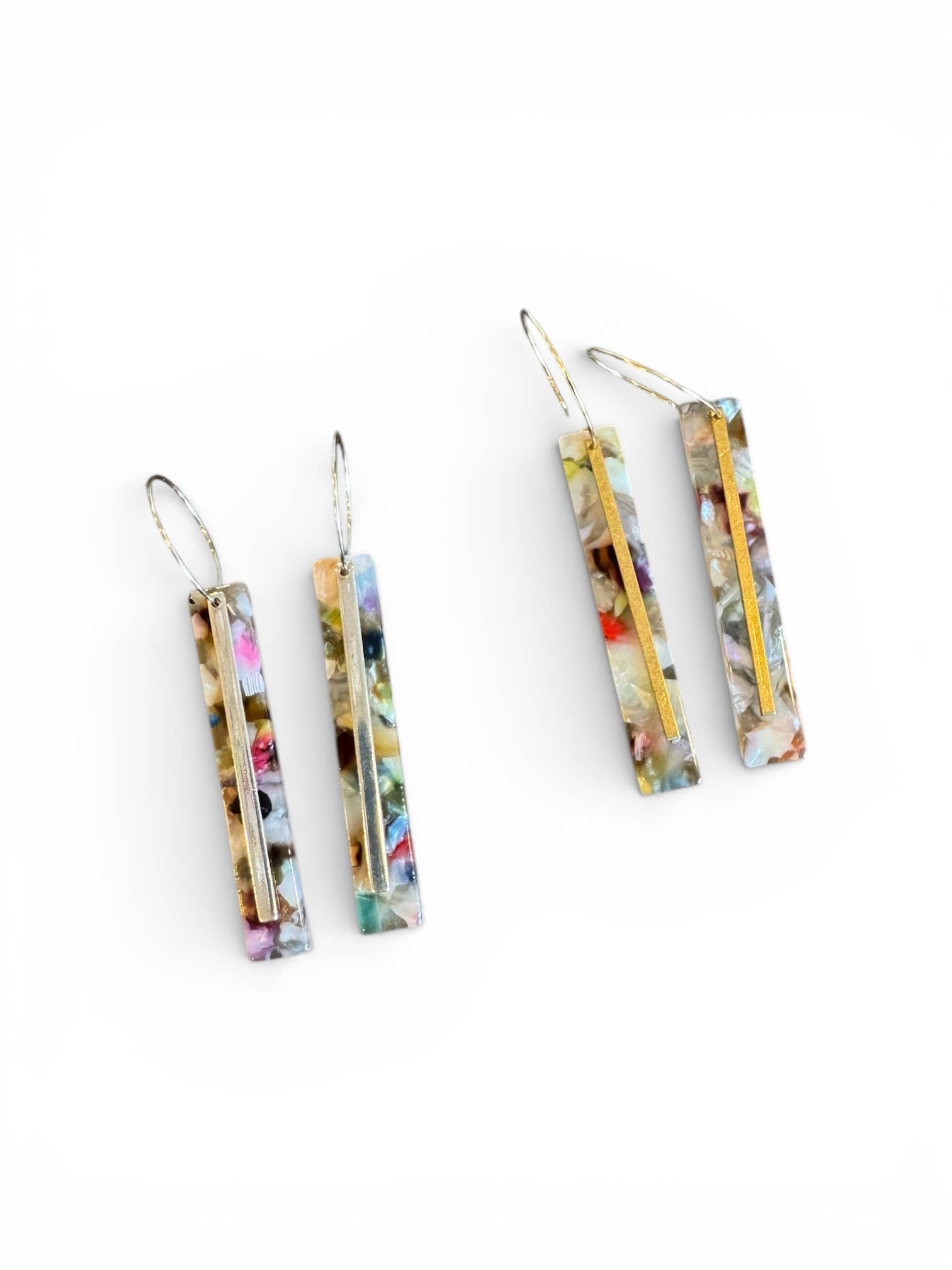Marbled Acrylic Bar Hoop Earrings