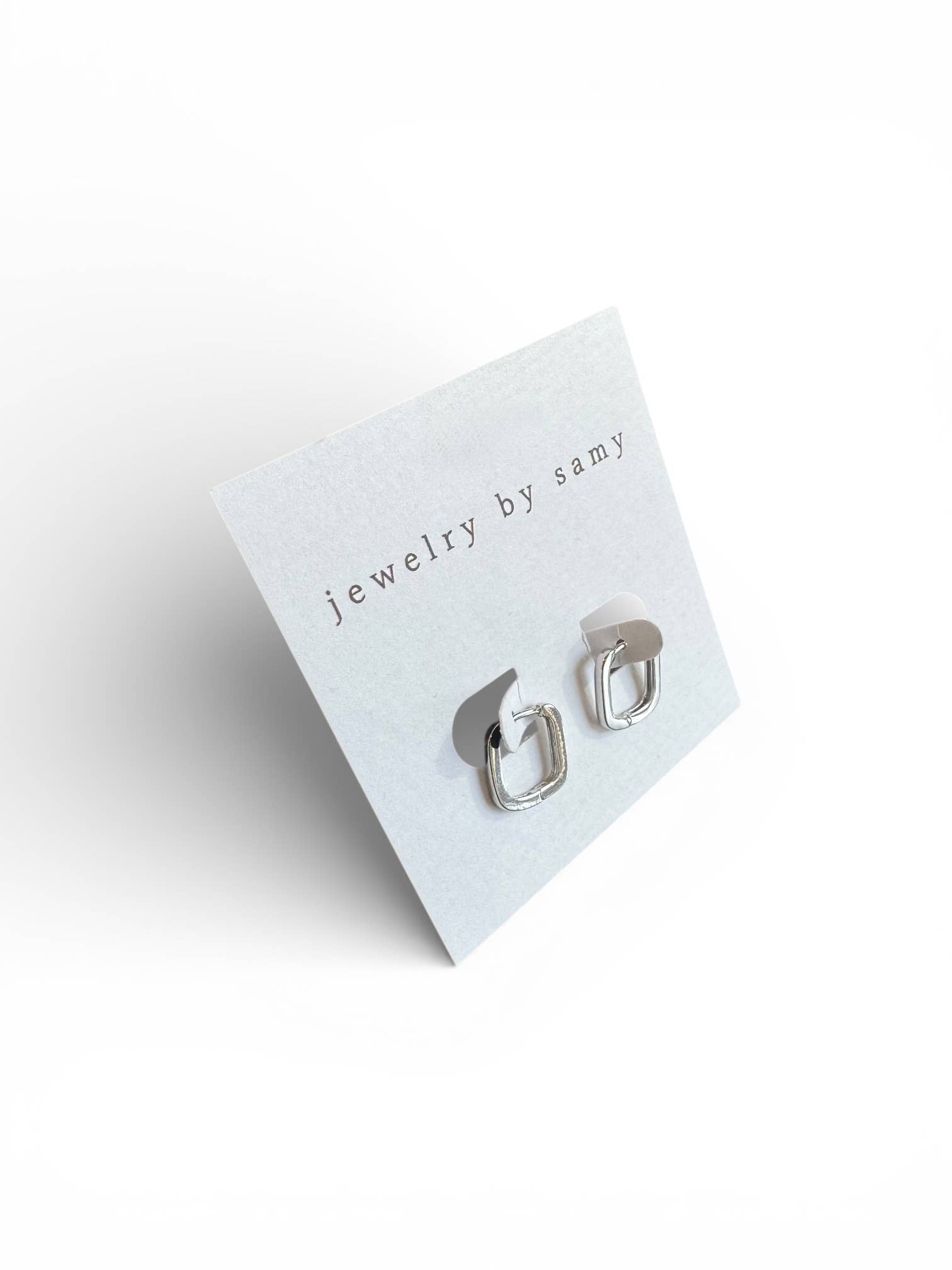 Small Silver Square Huggie Hoops