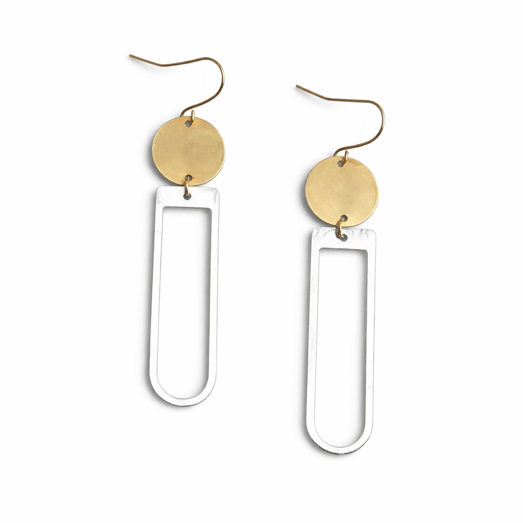Mixed Metal Long Drop Earrings – Gold Silver Dangle Jewelry