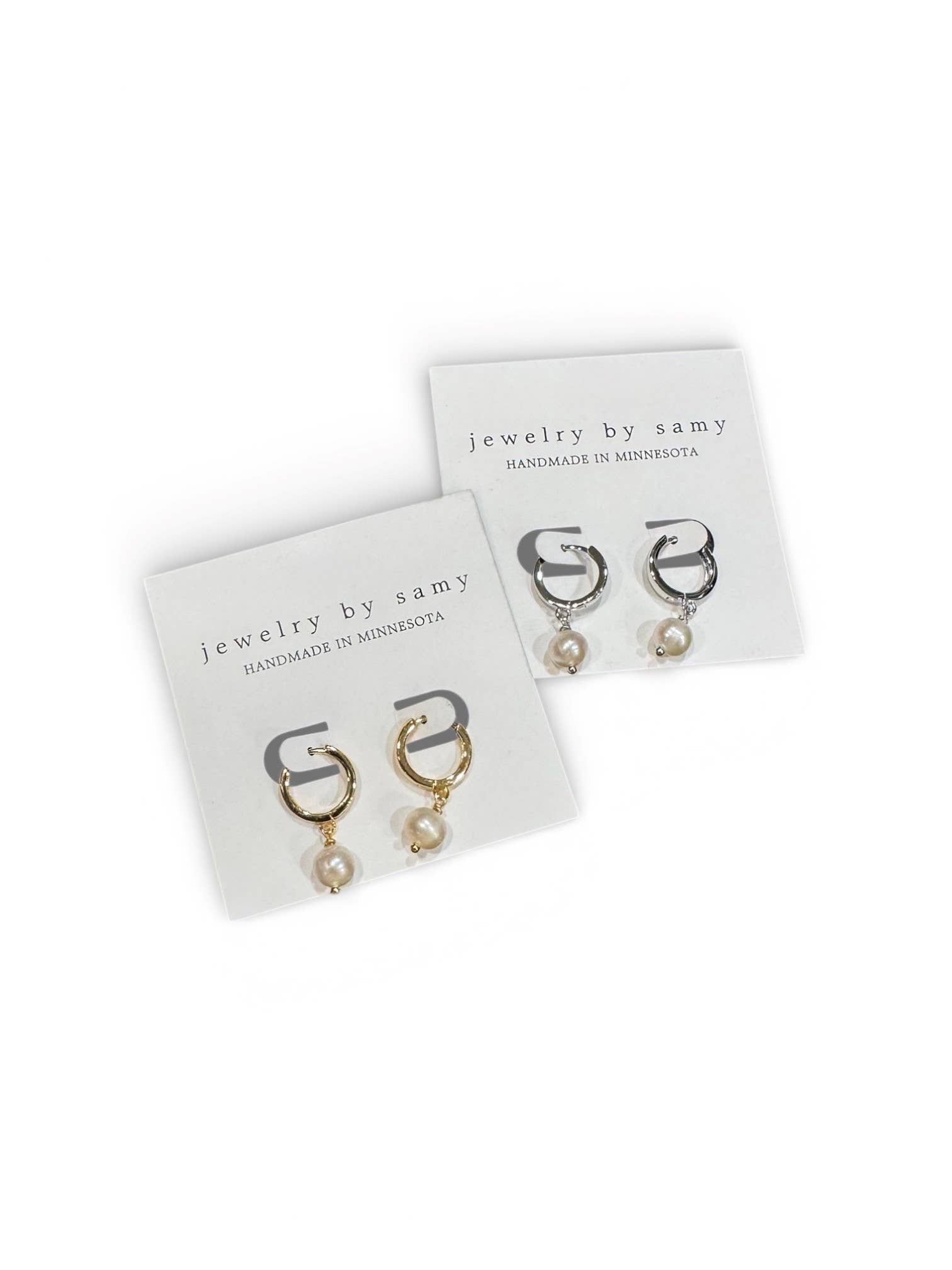 Pearl Huggie Hoop Earrings – Freshwater Gold Minimal Jewelry