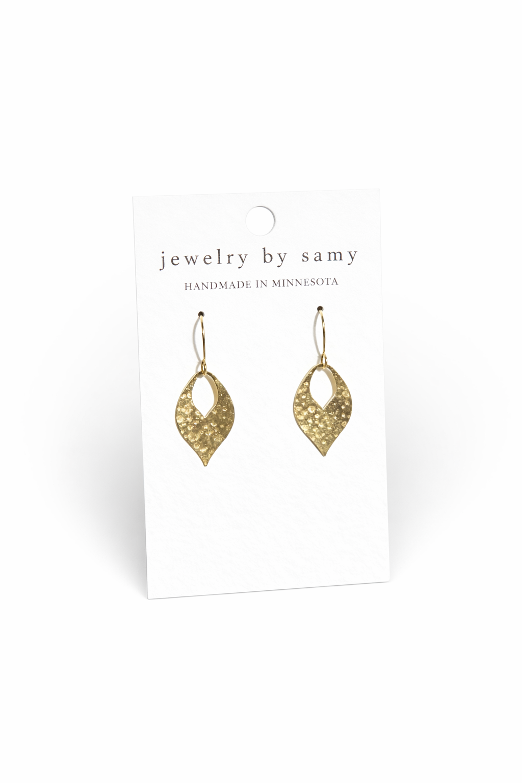 Hammered Gold Teardrop Earrings – Minimal Jewelry