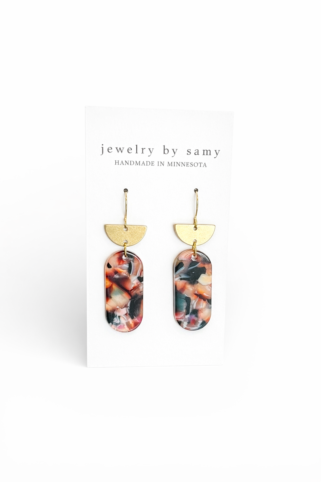 Marbled Acrylic Oval Earrings – Statement Jewelry