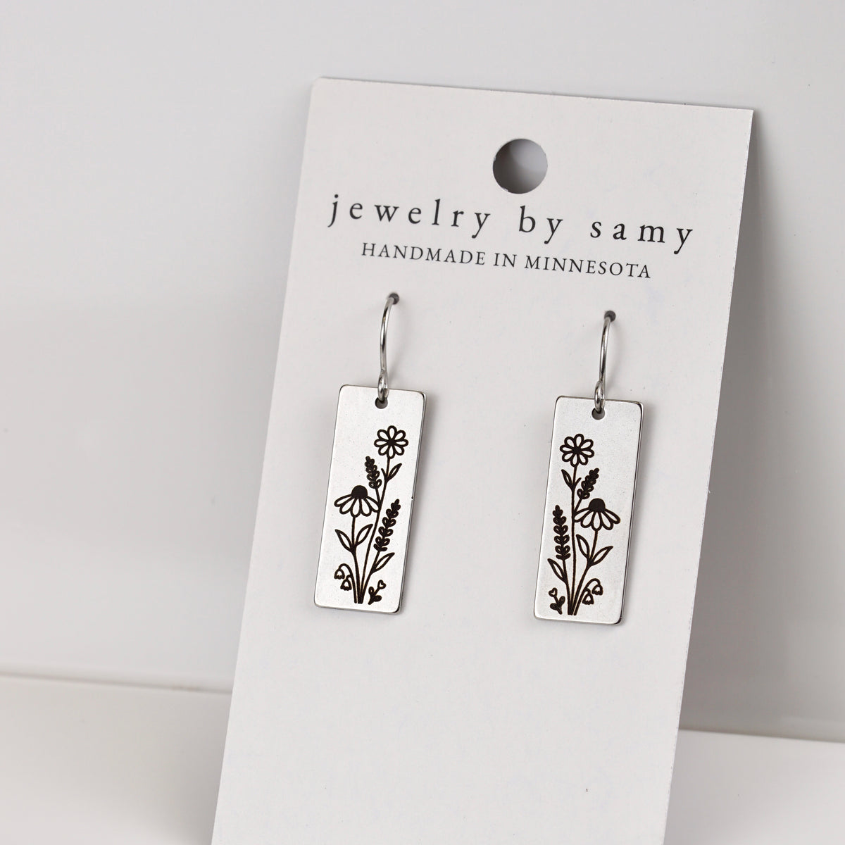 Engraved Wildflower Earrings