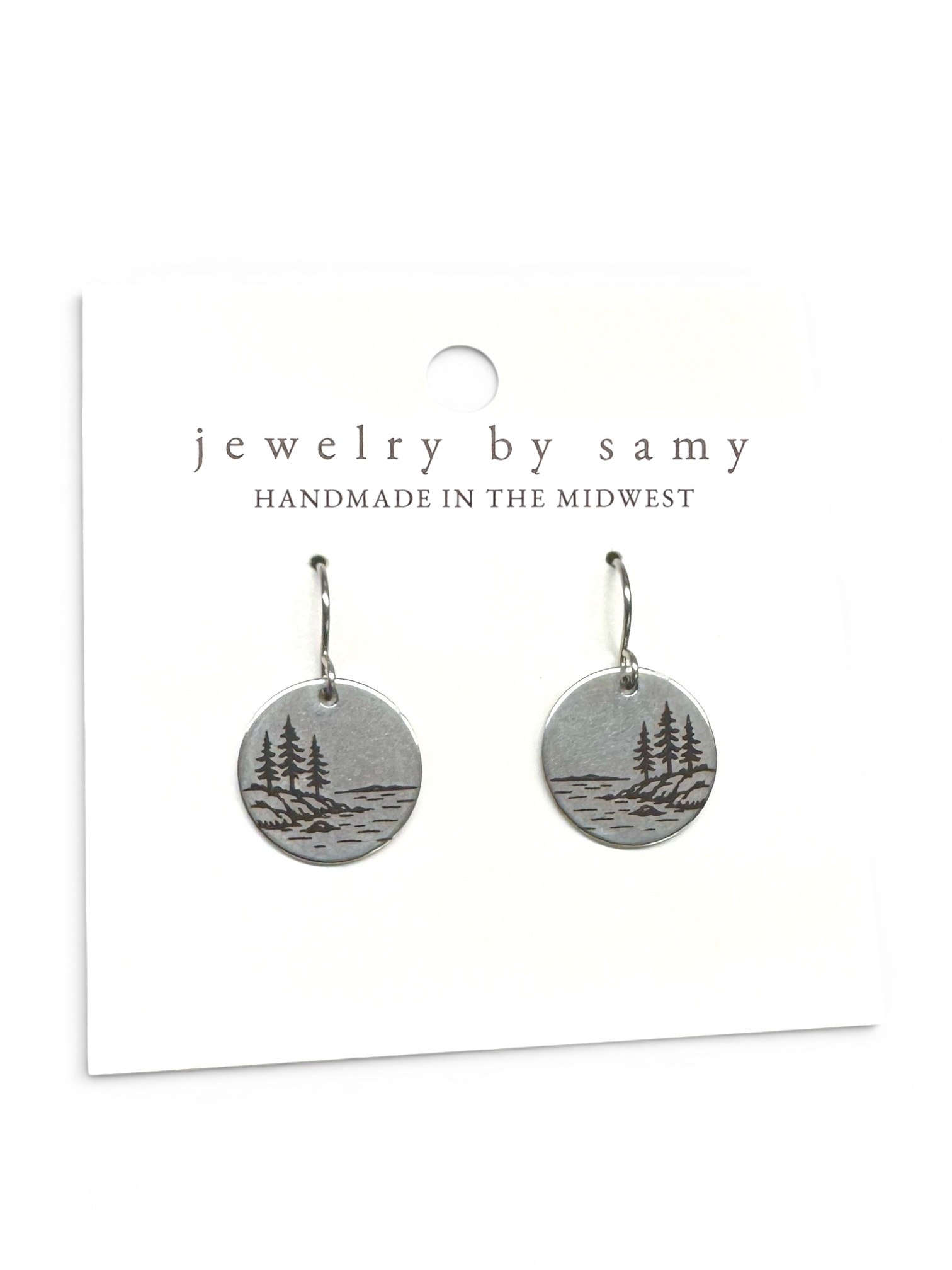Coastal Pine Tree Engraved Earrings 