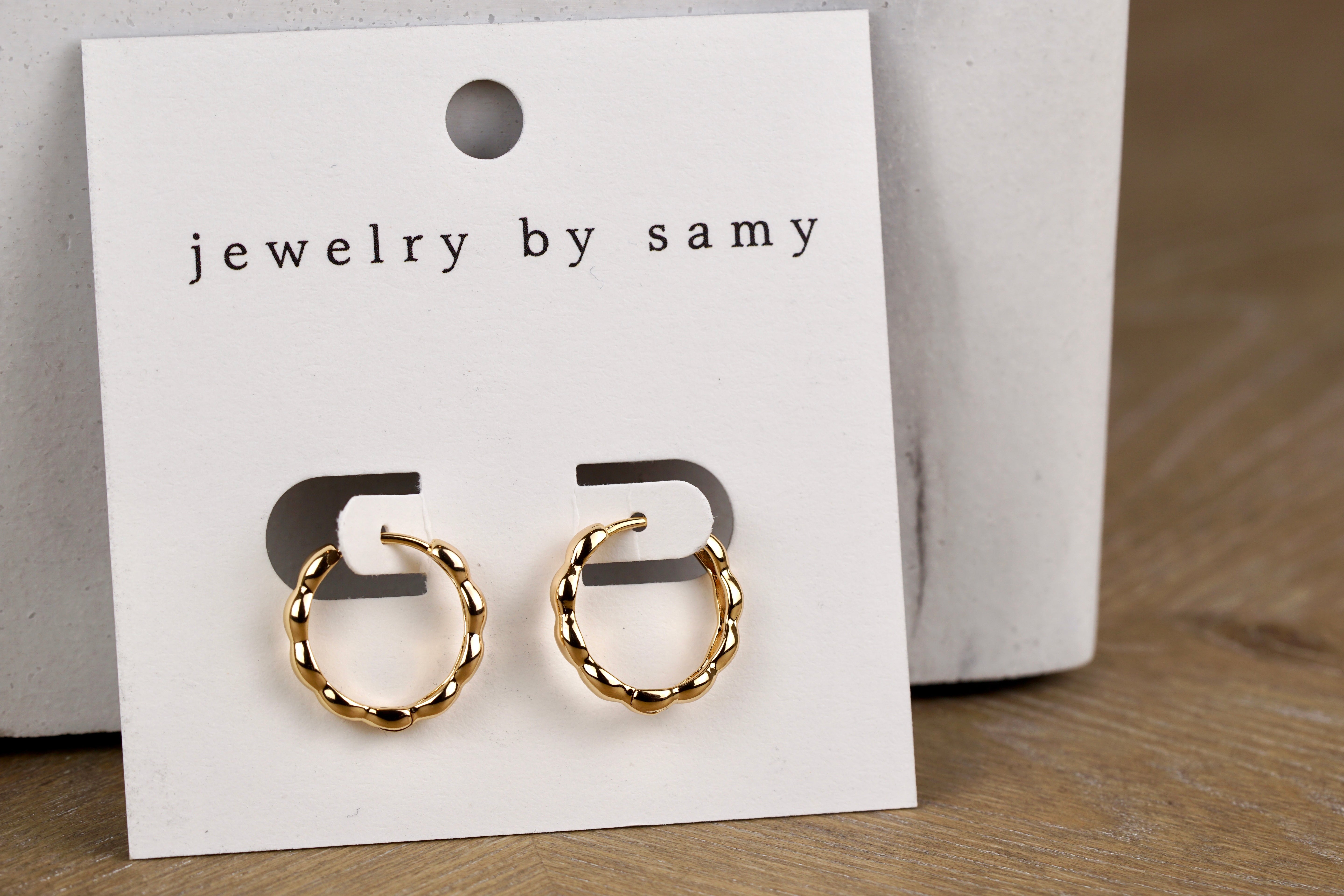 Gold Scalloped Huggie Hoops