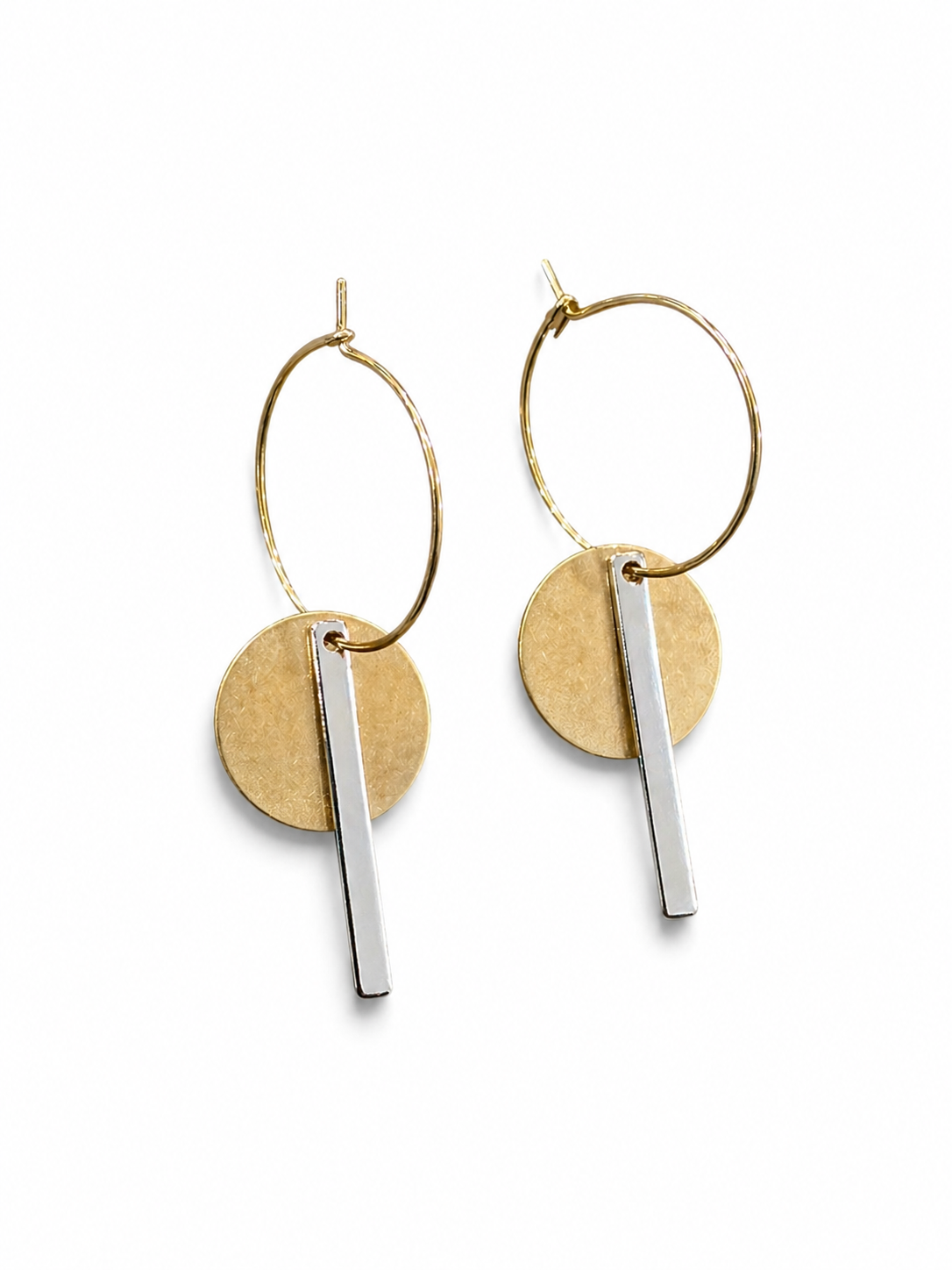Mixed Metal Circle & Bar Hoop Earrings