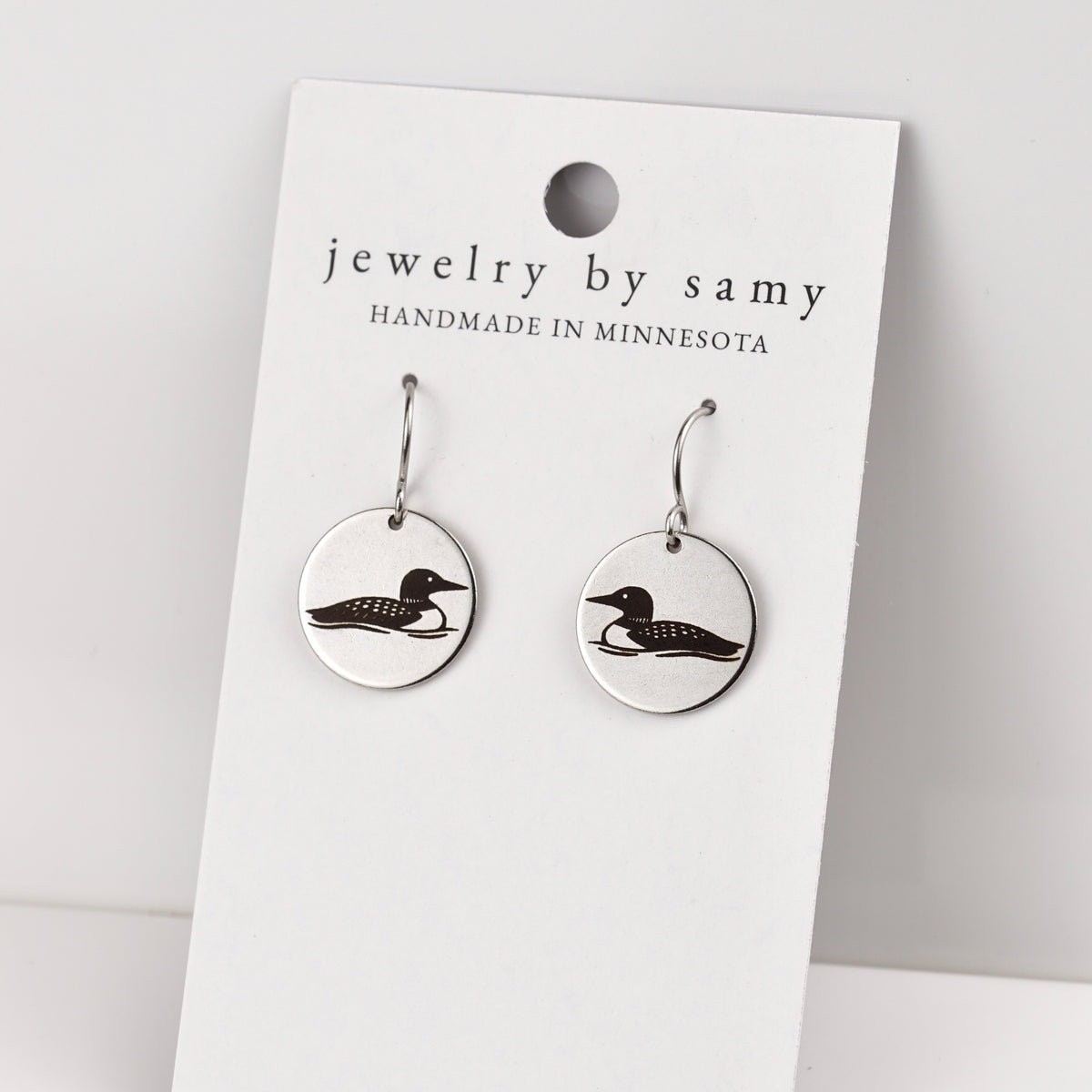 Engraved Loon Earrings