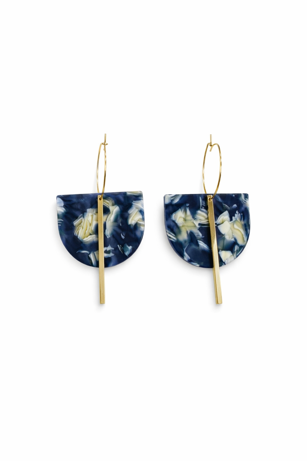 Navy Acrylic Hoop Earrings – Marbled Statement Jewelry