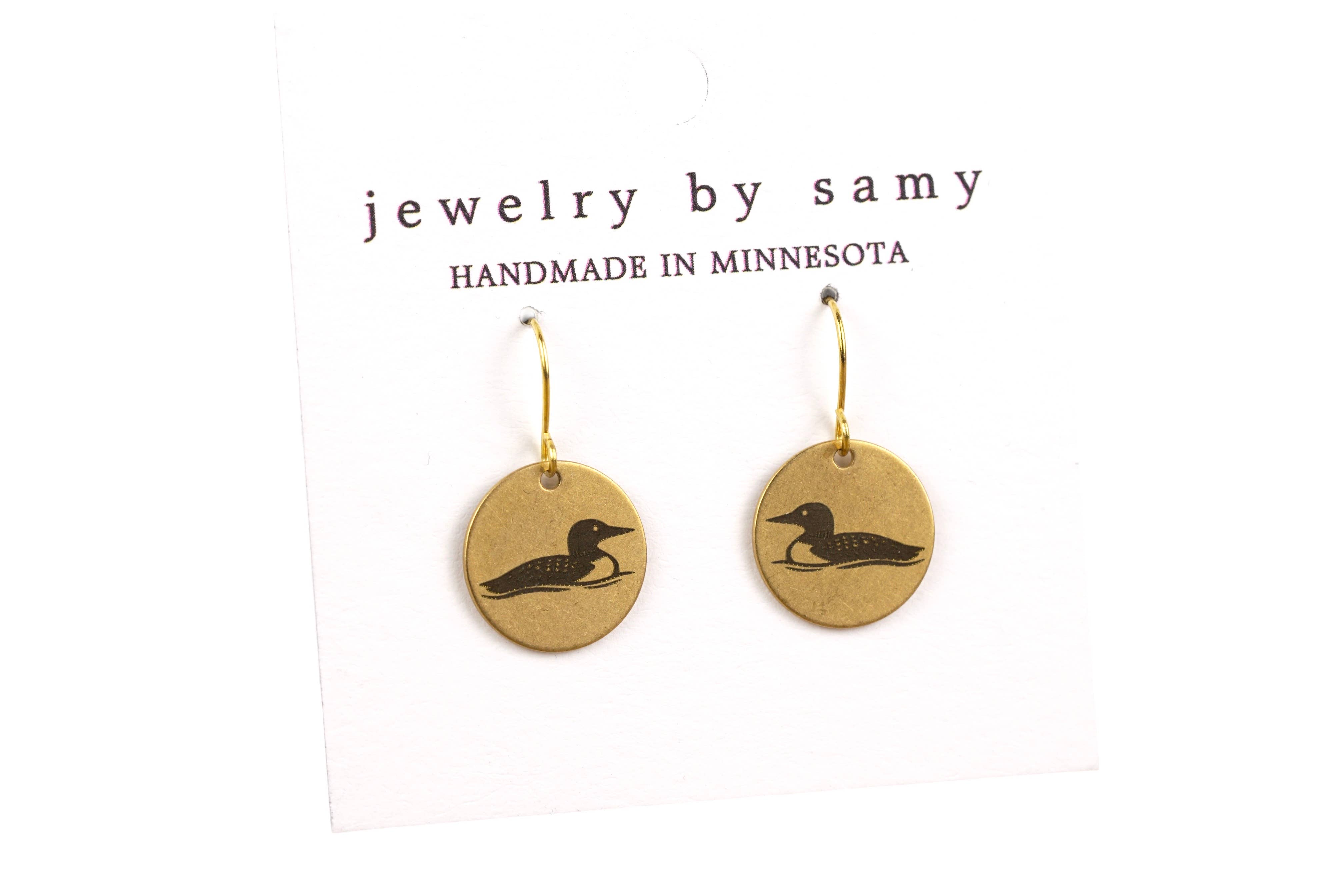 Engraved Loon Earrings