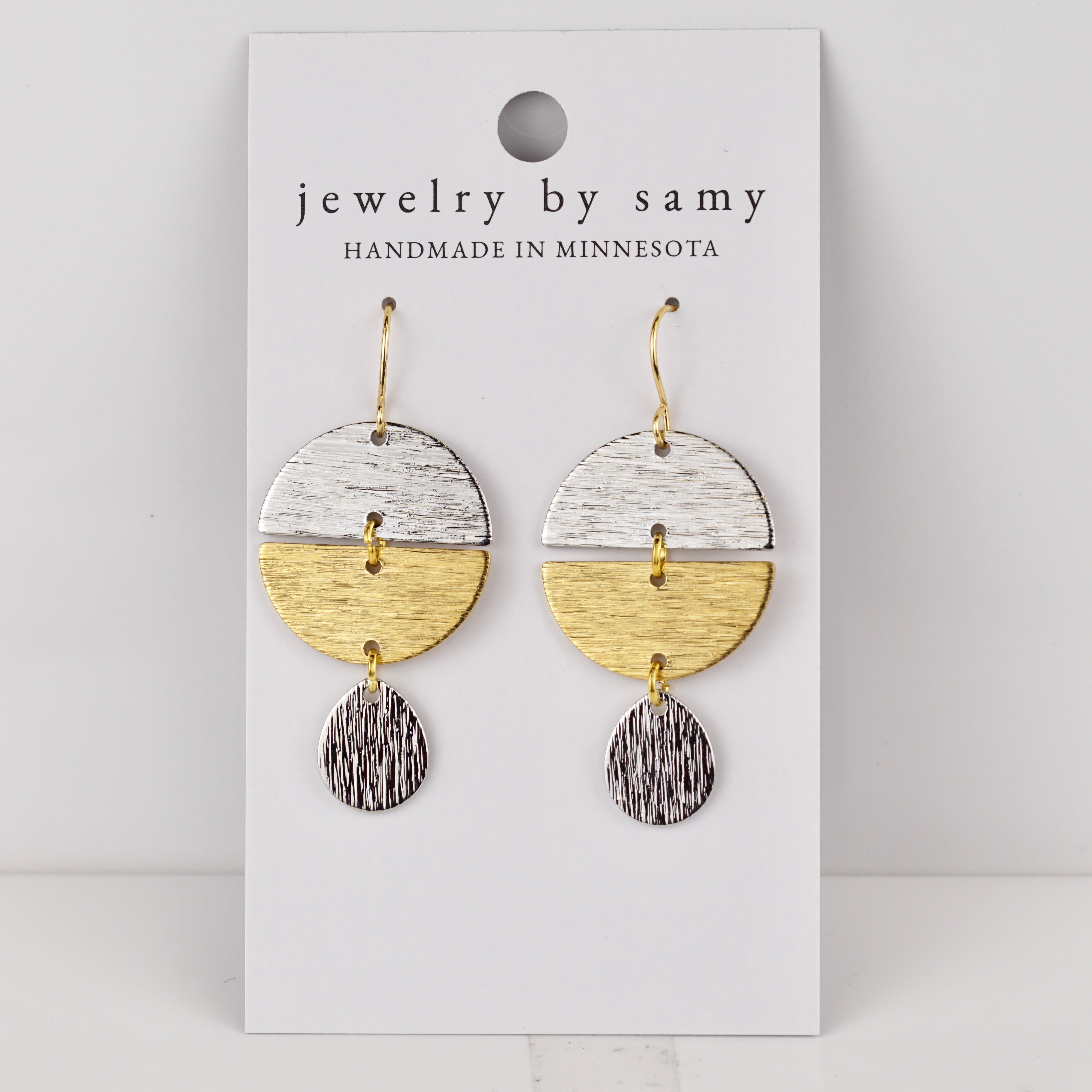 Mixed Metal Shape Earrings