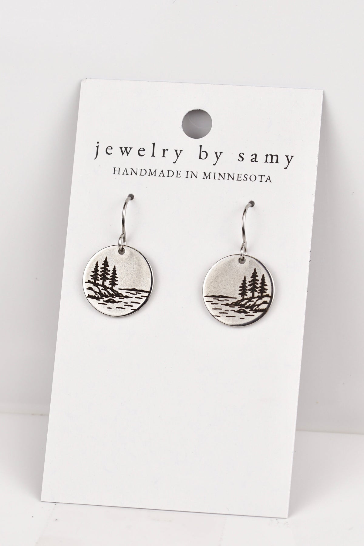Coastal Pine Tree Engraved Earrings 