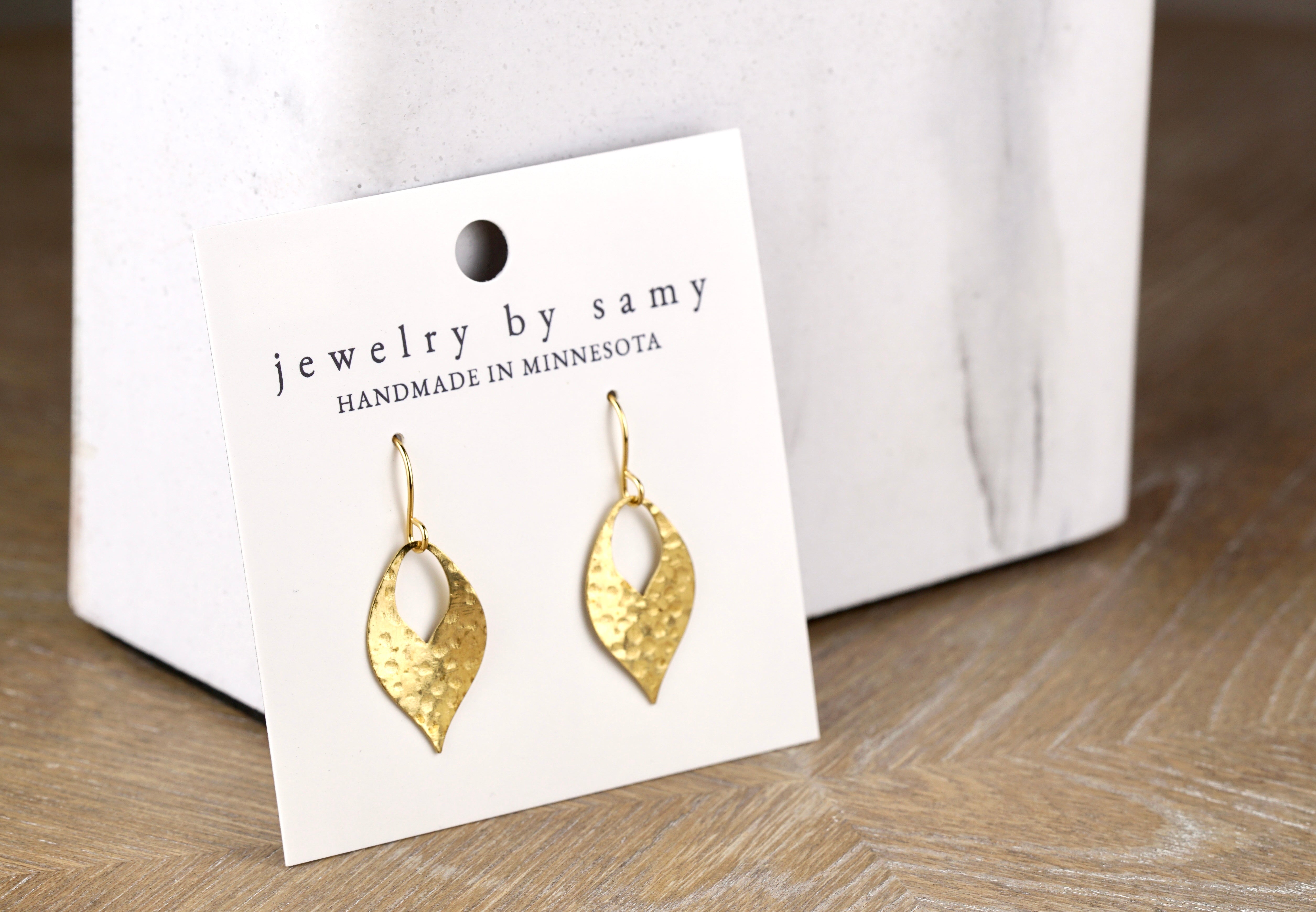 Hammered Gold Teardrop Earrings