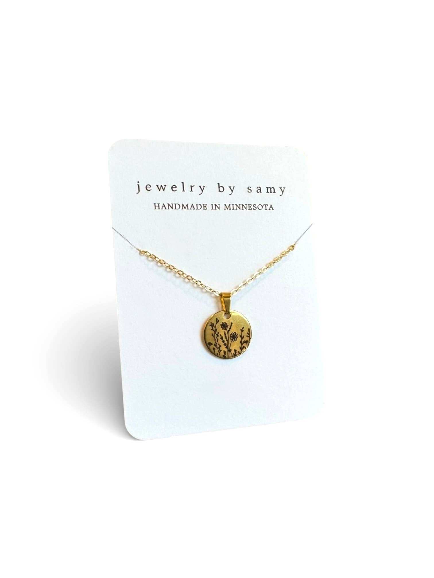Engraved Wildflower Necklace