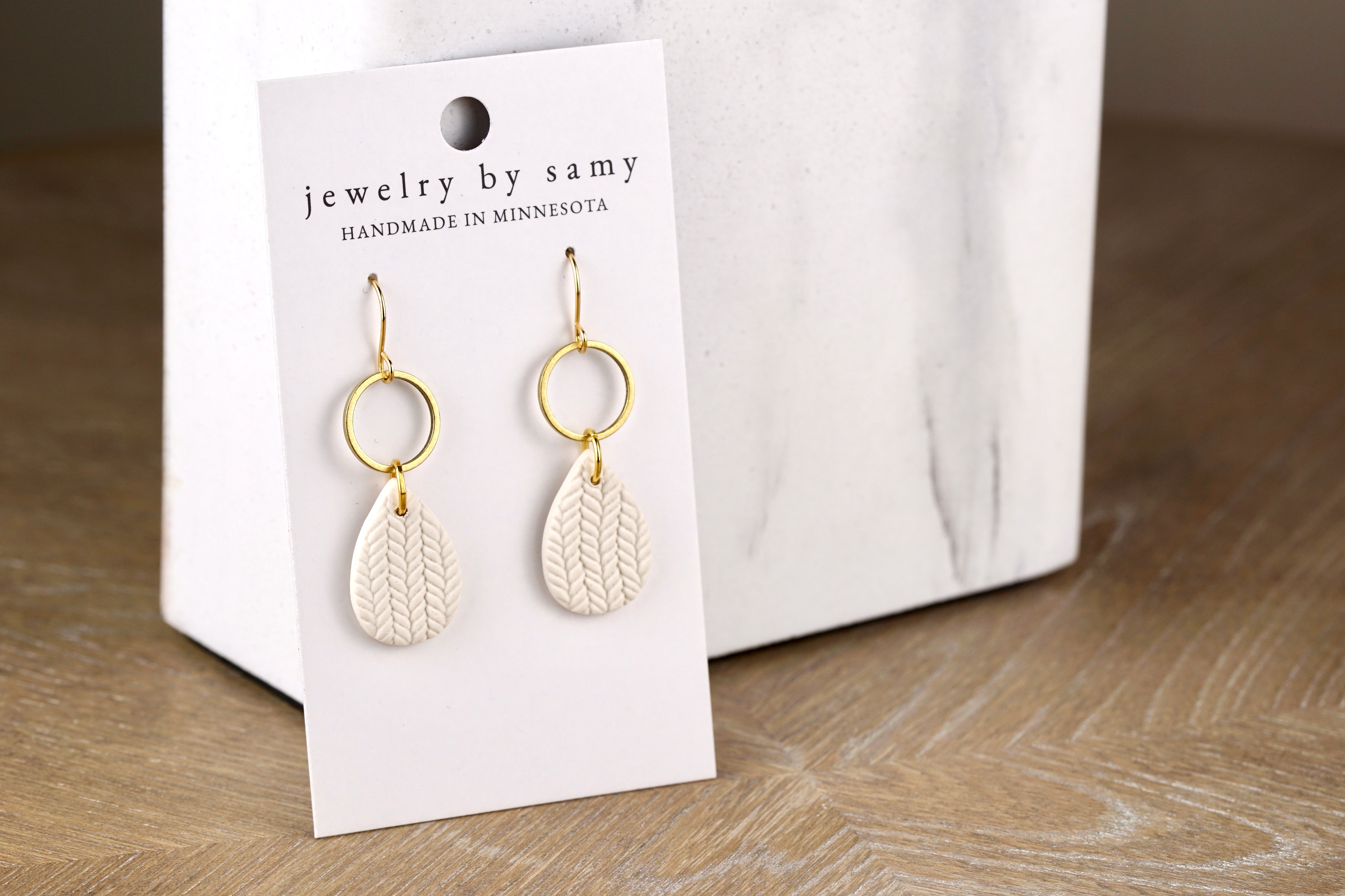 Clay Textured Teardrop Earrings