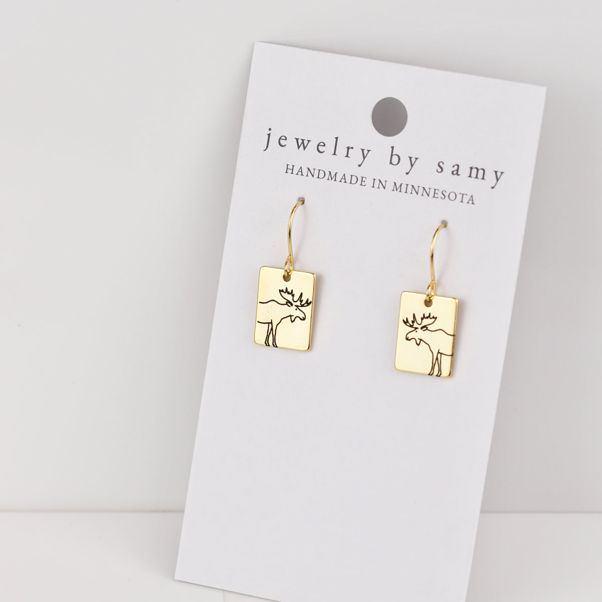 Engraved Moose Outline Earrings