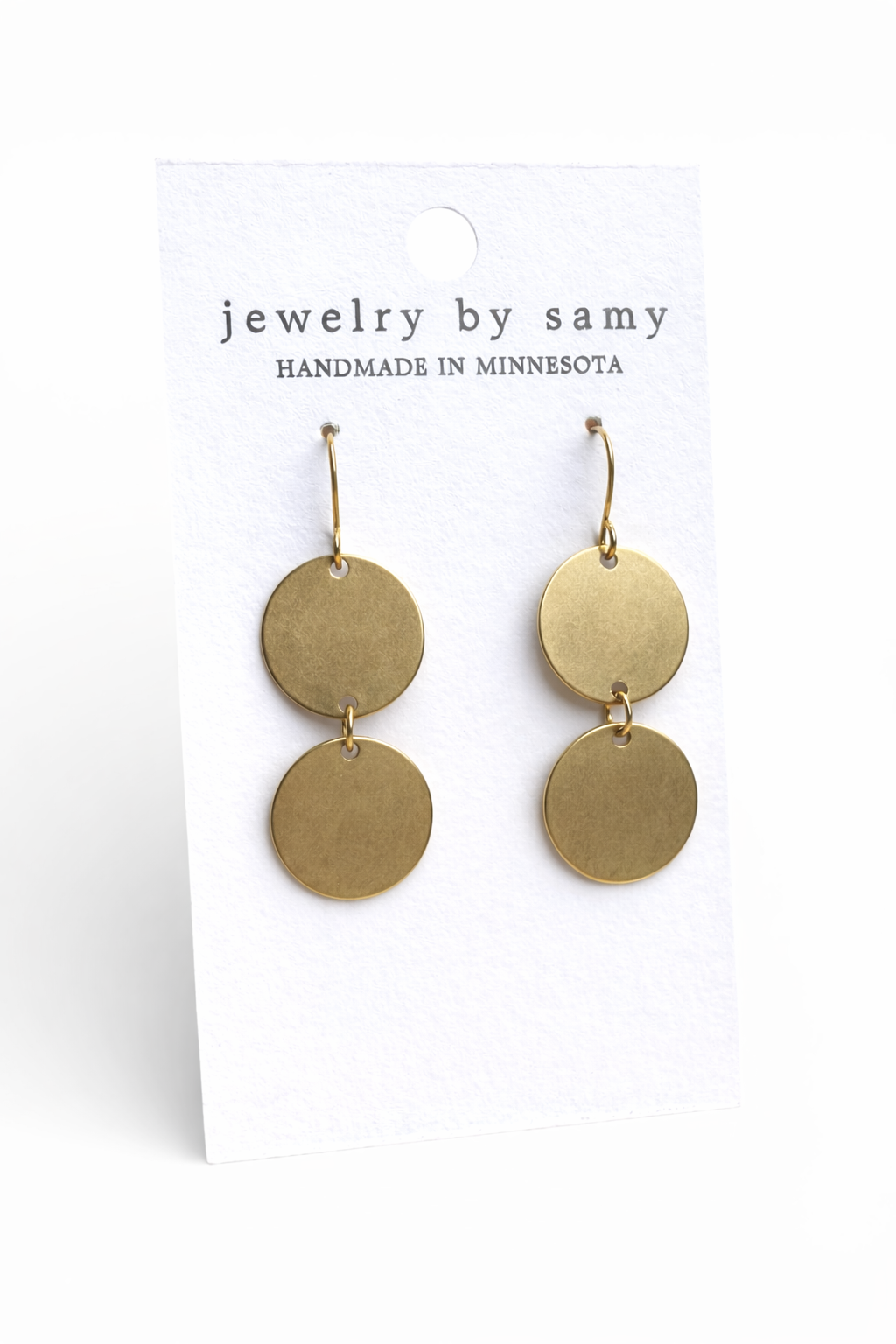 Brass Double Drop Earrings – Minimalist Dangle Jewelry
