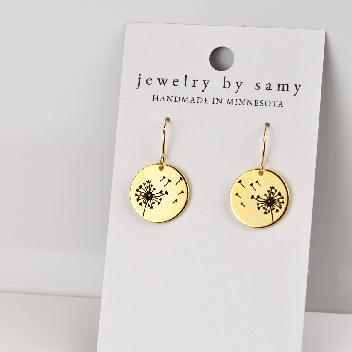 Engraved Dandelion Drop Earrings