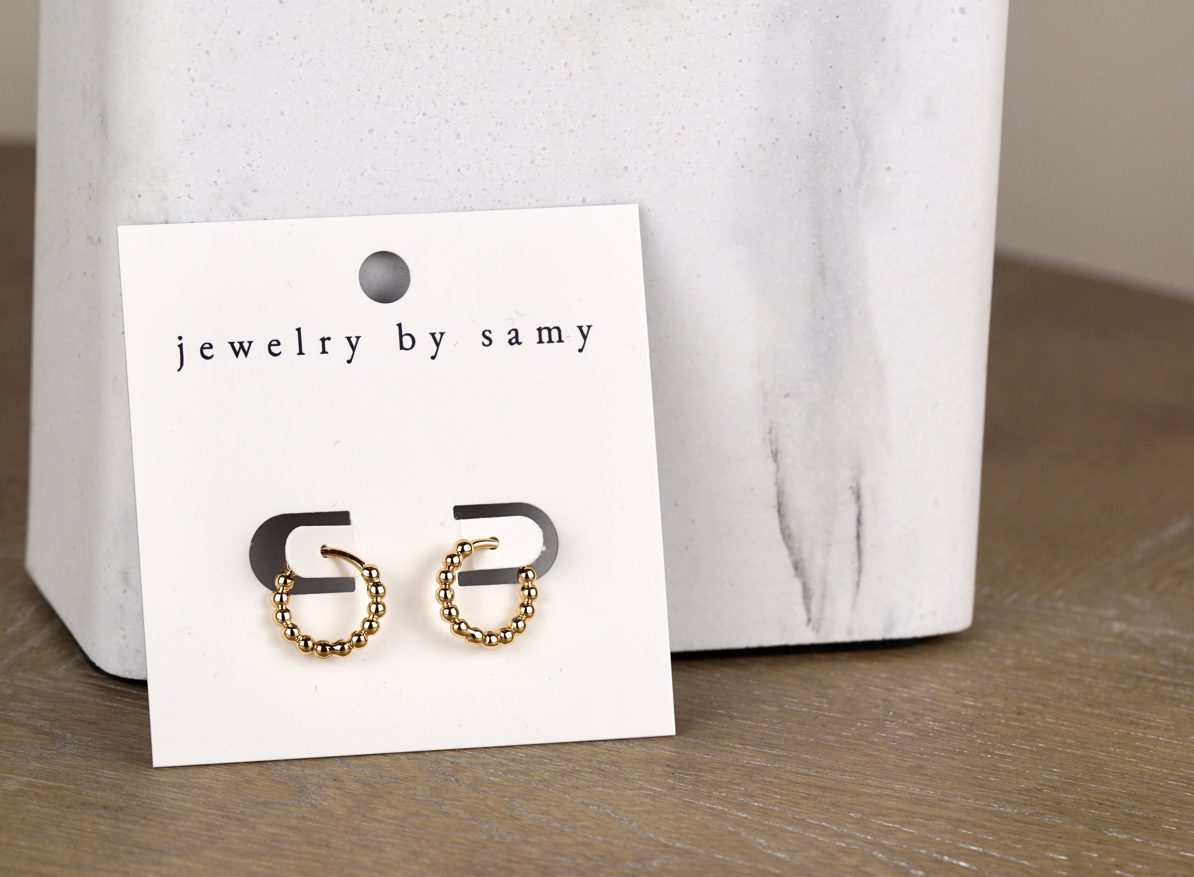 Gold Dot Huggie Hoops